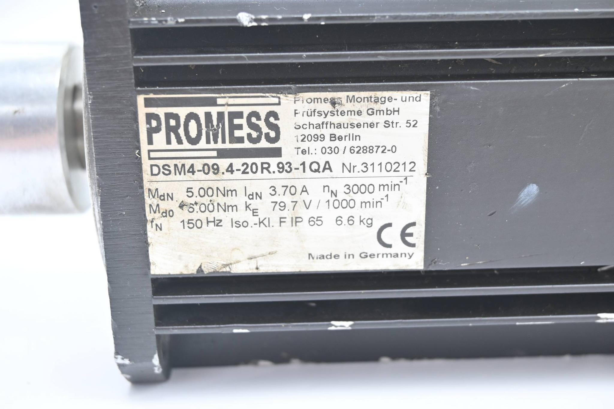 Produktfoto 3 von Promess Servomotor DSM4-09.4-20R.93-1QA ( 5,00Nm 3,7A 3000/min )