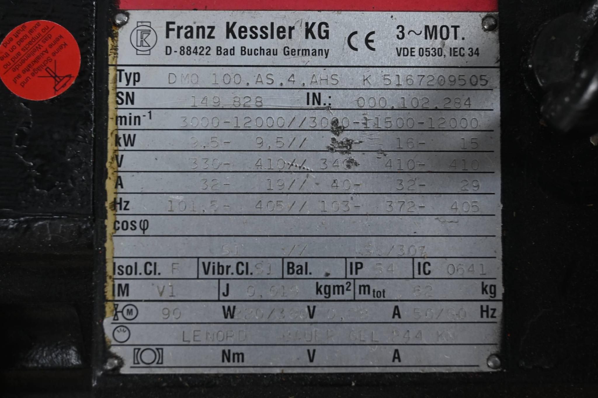 Produktfoto 2 von Franz Kessler Servomotor DMQ 100.AS.4.AHS inkl. Lenord+Bauer GEL 2443KN1G3B030ME