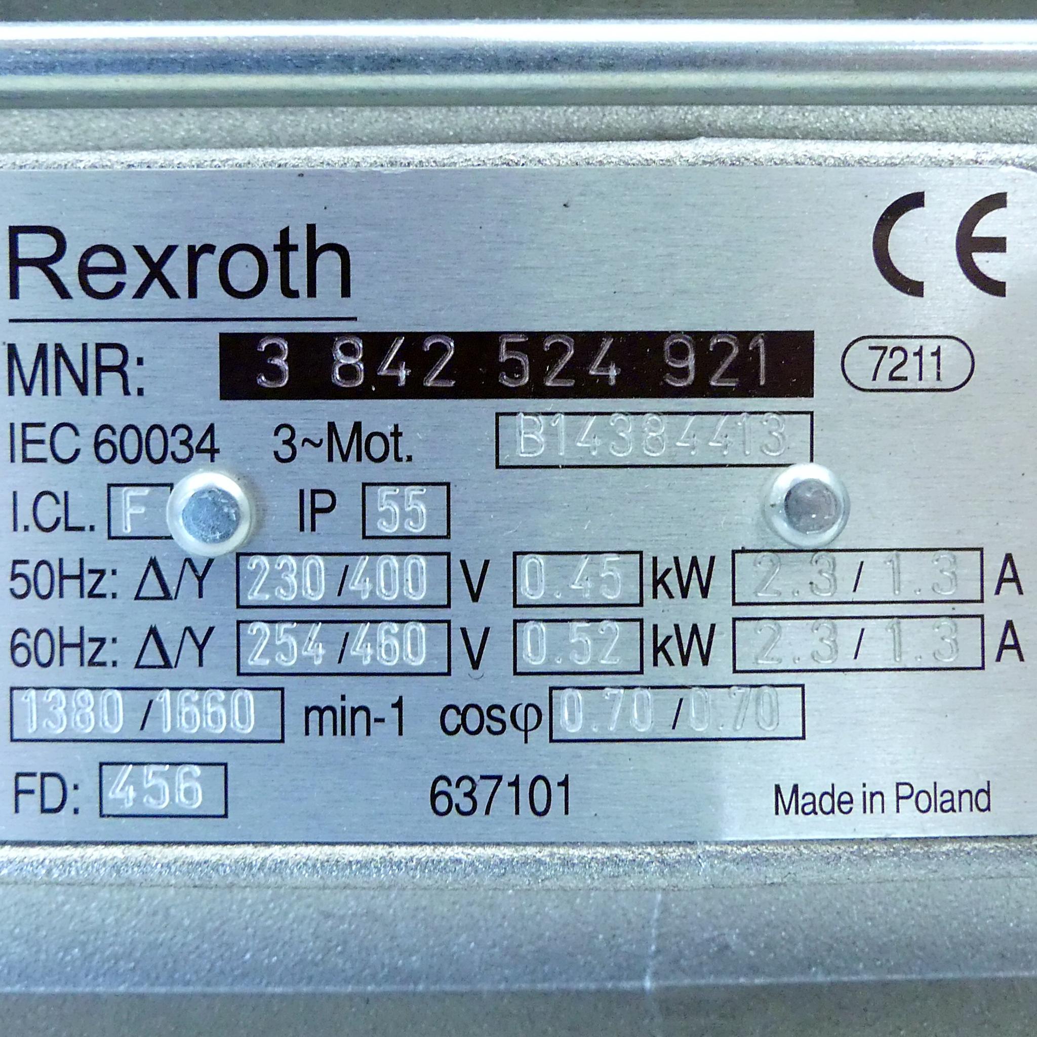 Produktfoto 2 von REXROTH Drehstrommotor 3 842 524 921