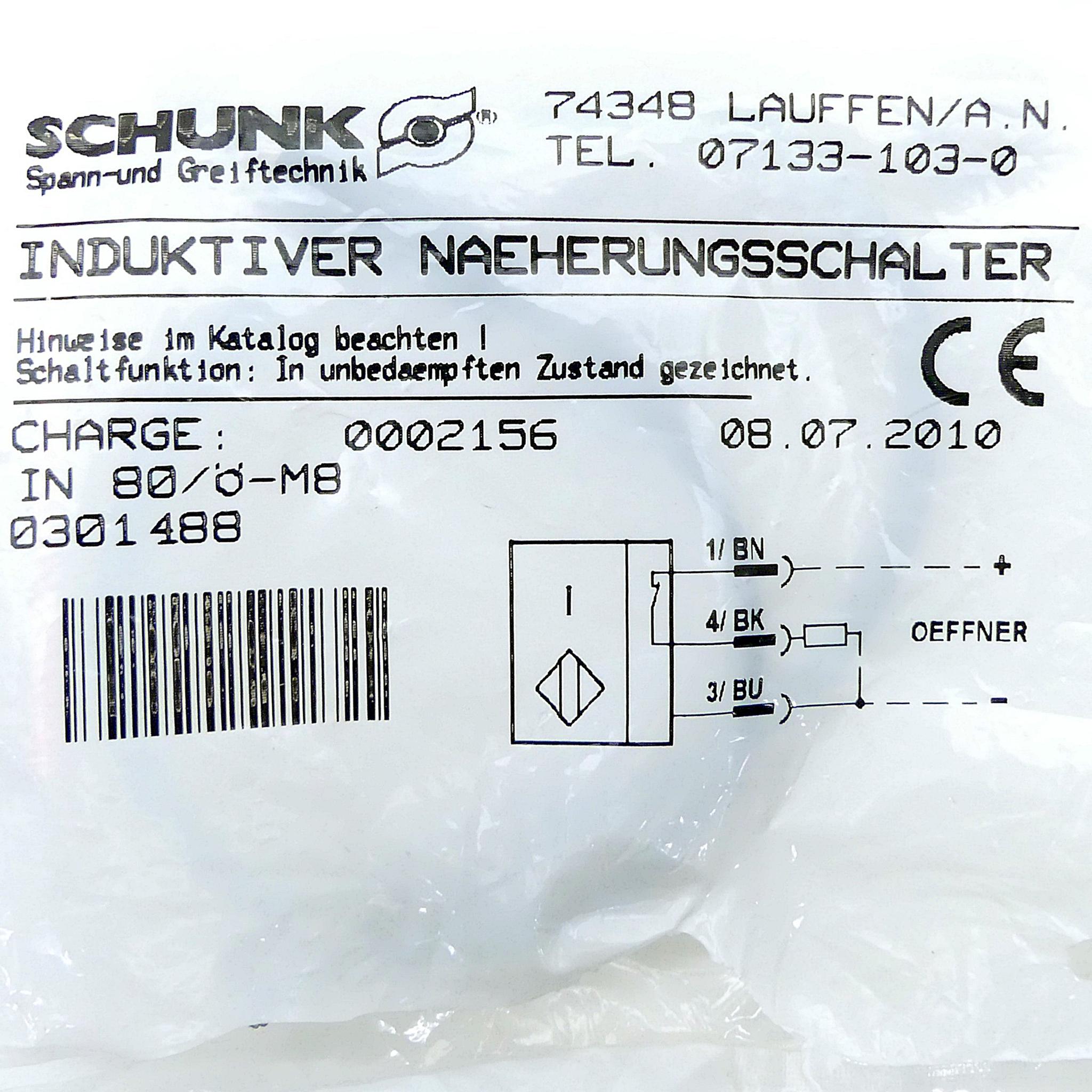 Produktfoto 2 von SCHUNK Induktiver Näherungssensor IN 80/Ö-M8