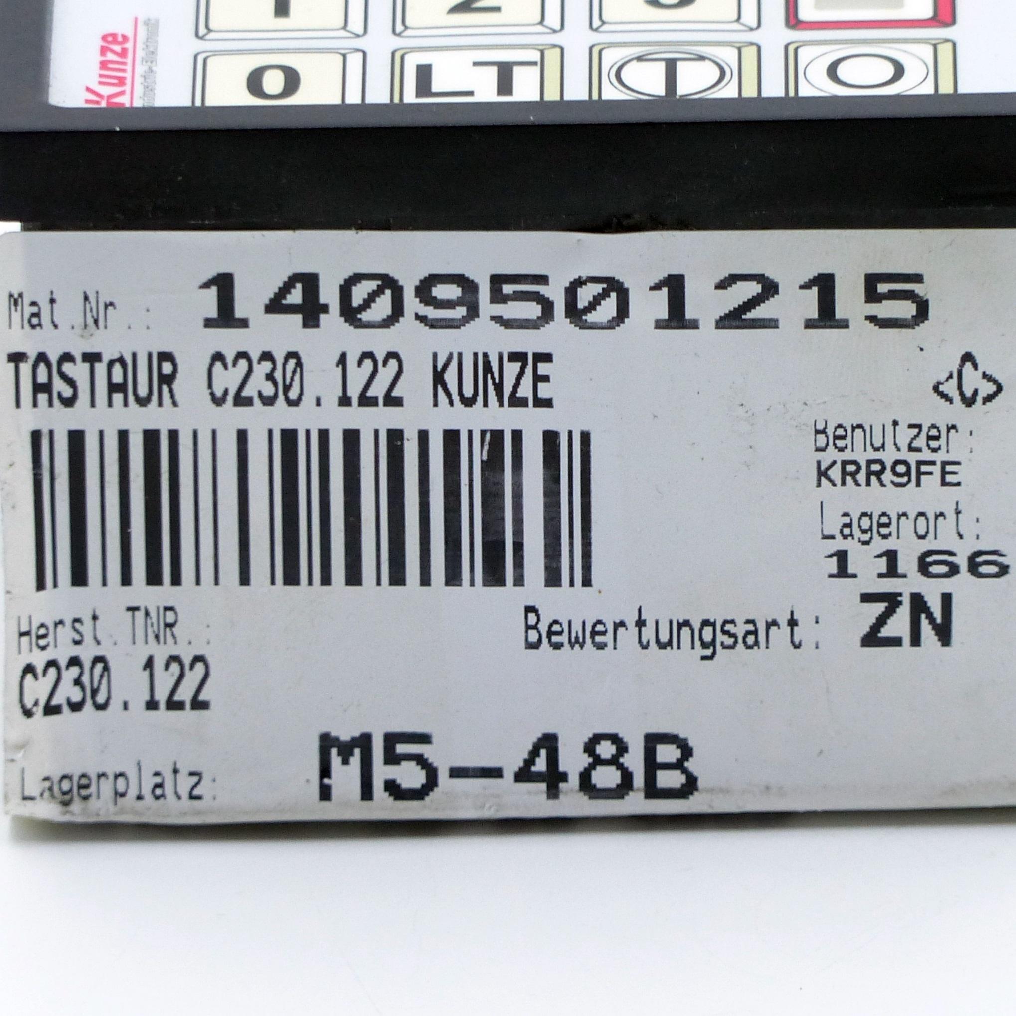 Produktfoto 2 von KUNZE SPS Tastatur C230.122