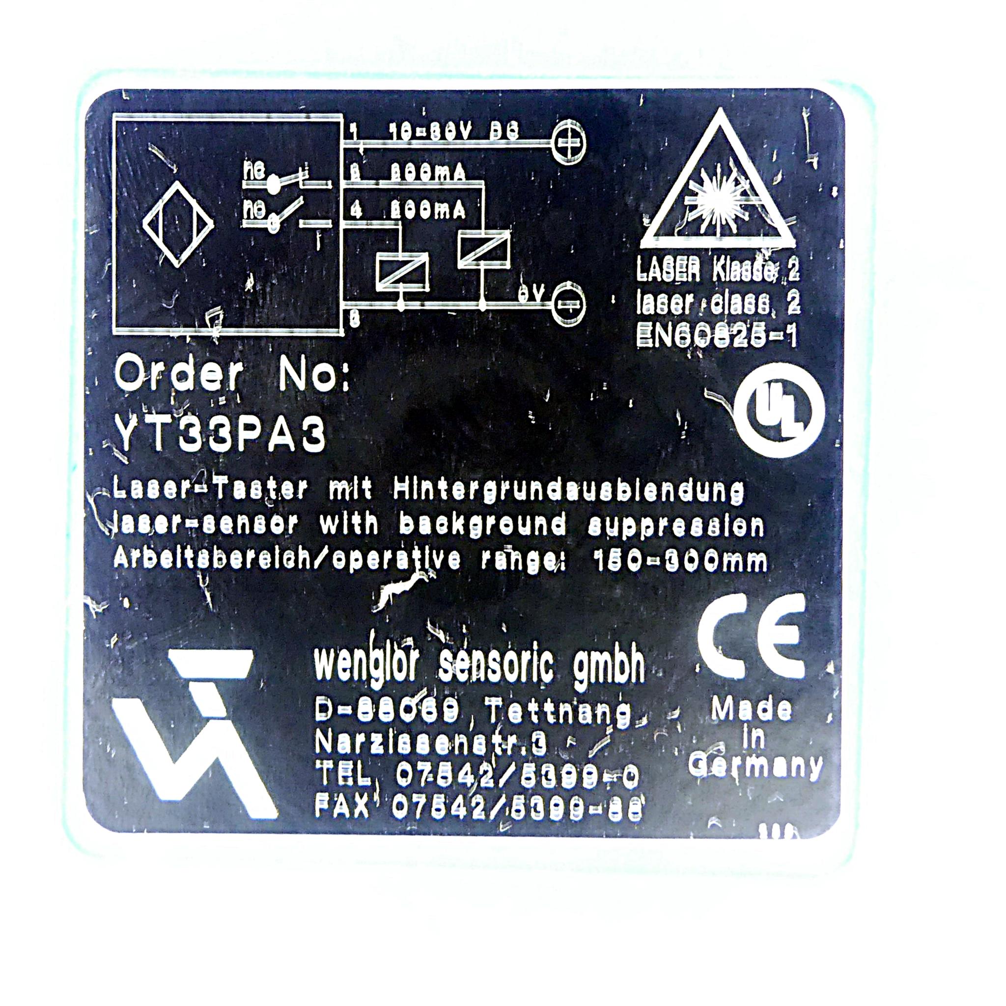 Produktfoto 2 von WENGLOR Lasersensor YT33PA3