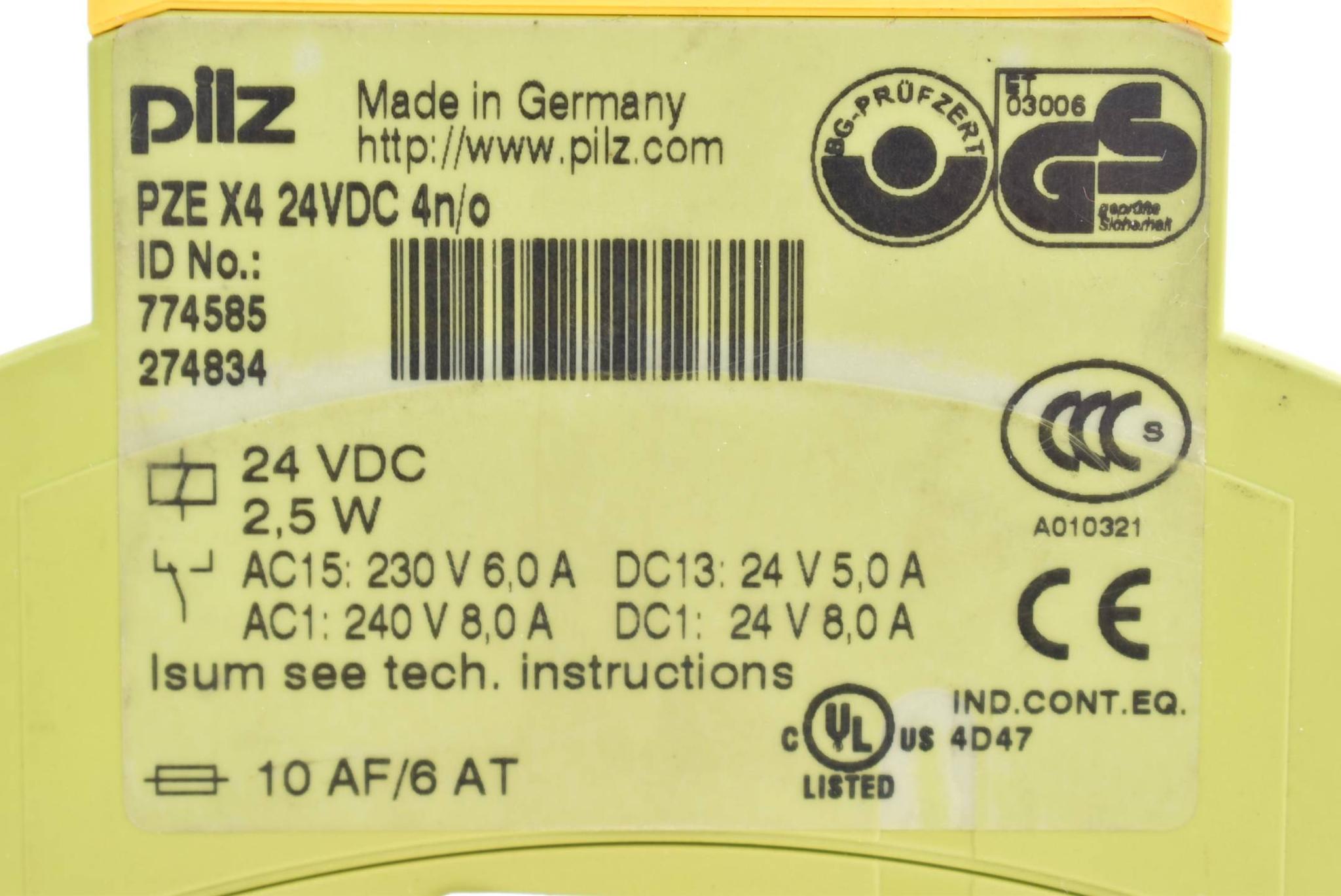 Produktfoto 2 von Pilz PNOZ X Kontakterweiterung PZE X4 24VDC 4n/o ( 774585 )