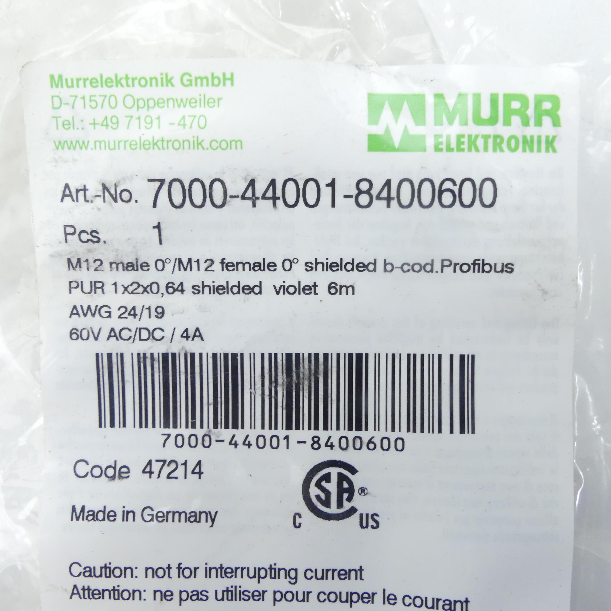 Produktfoto 2 von MURRELEKTRONIK Profibus Kabel M12 St. 0° / M12 Bu. 0° B-kod.