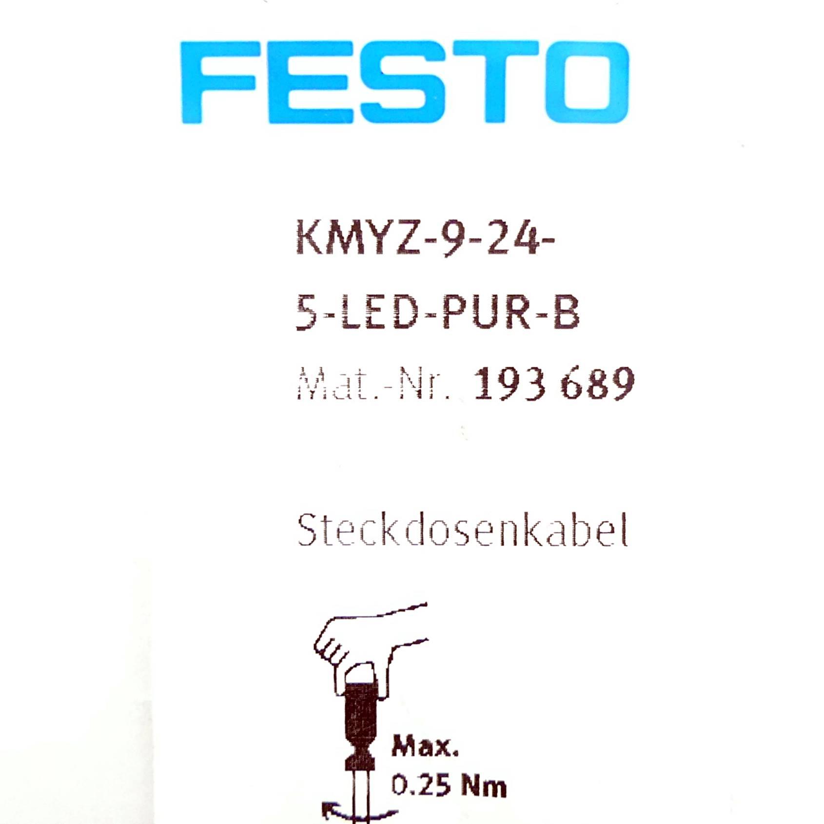 Produktfoto 2 von FESTO 2 Stück Steckdosenkabel KMYZ-9-24-5-LED-PUR-B