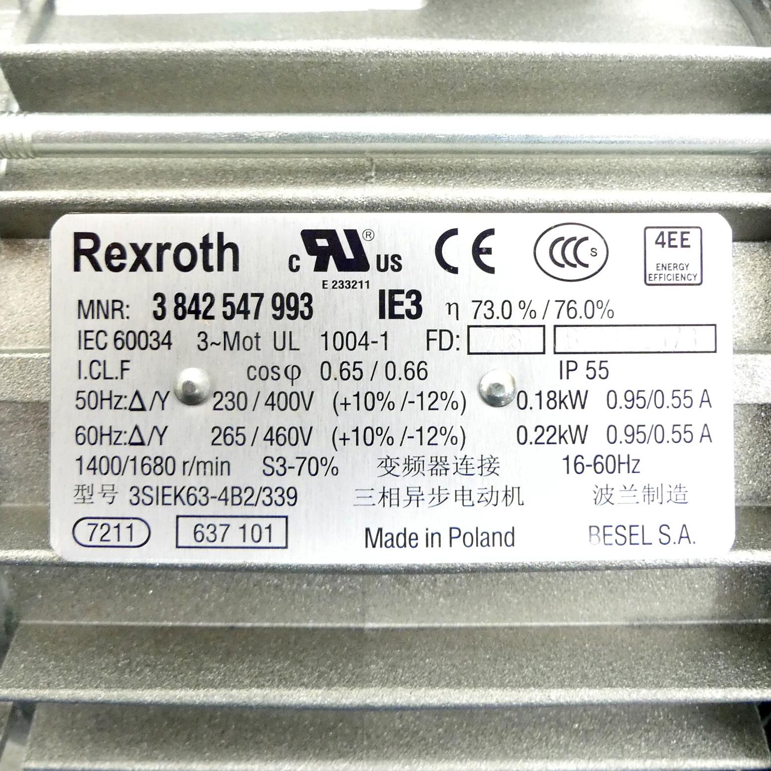 Produktfoto 2 von REXROTH Drehstrommotor 3 842 547 993