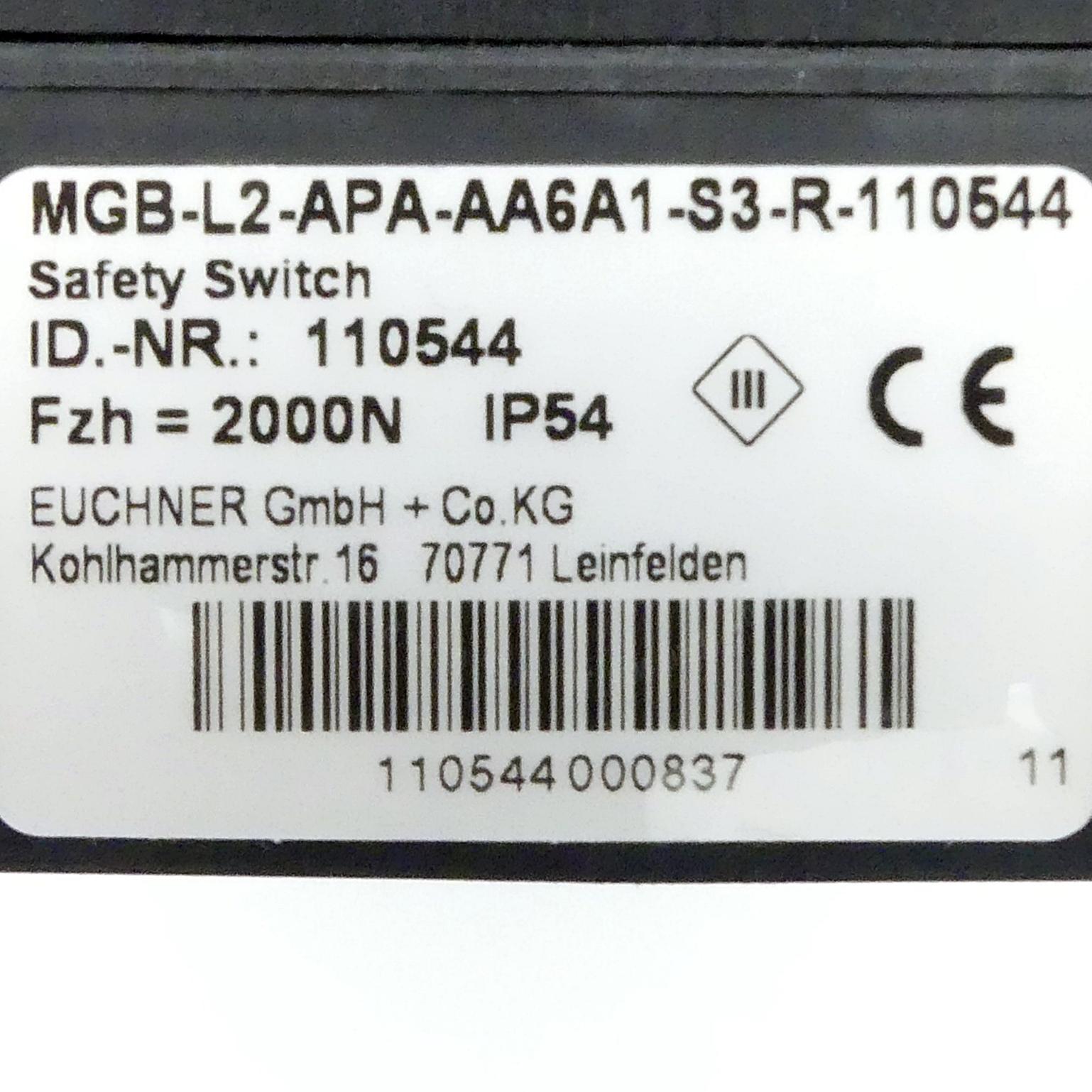 Produktfoto 2 von EUCHNER Zuhaltemodul MGB-L2-APA-AA6A1-S3-R-110544