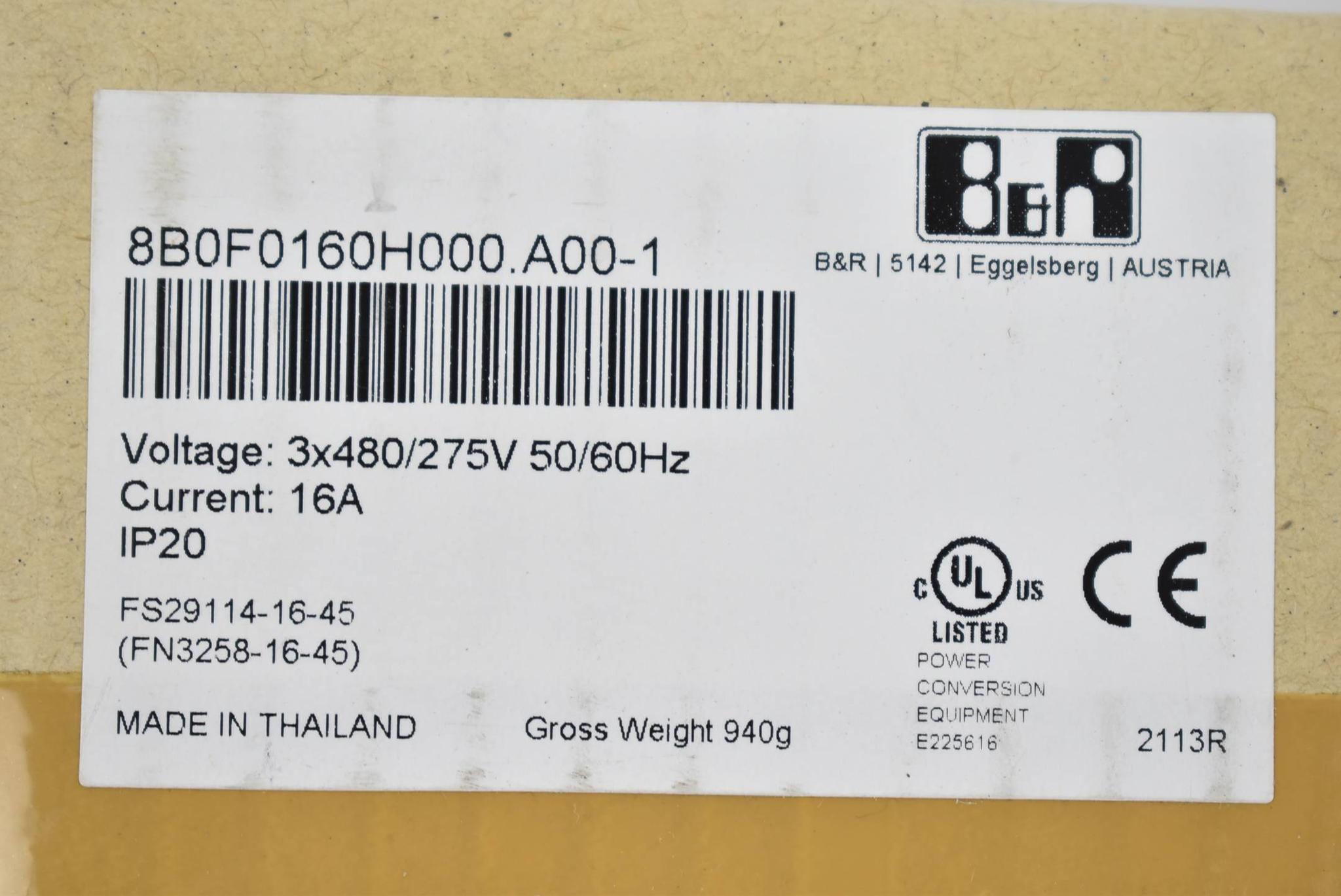 B&R automation Netzfilter passiv 8B0F0160H000.A00-1