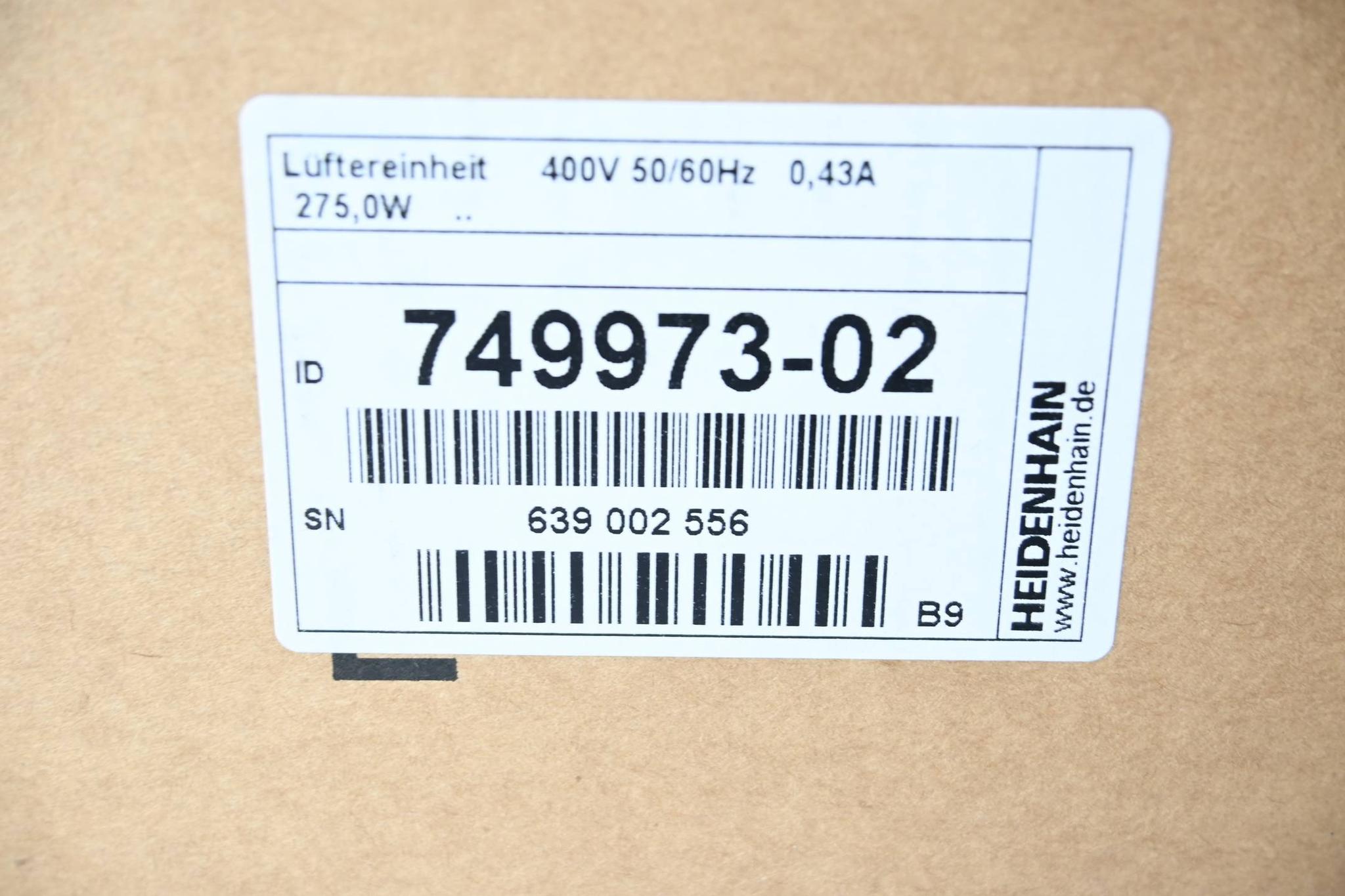 Heidenhain Lüftereinheit 400V 50/60Hz 0,43A ( 749973-02 ) Ver. B9