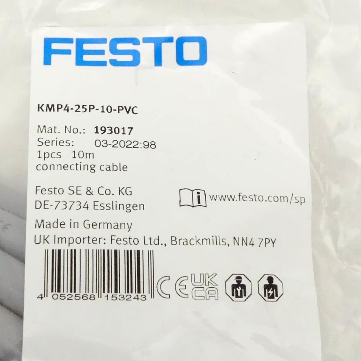 Produktfoto 2 von FESTO Anschlussleitung KMP4-25P-10-PVC