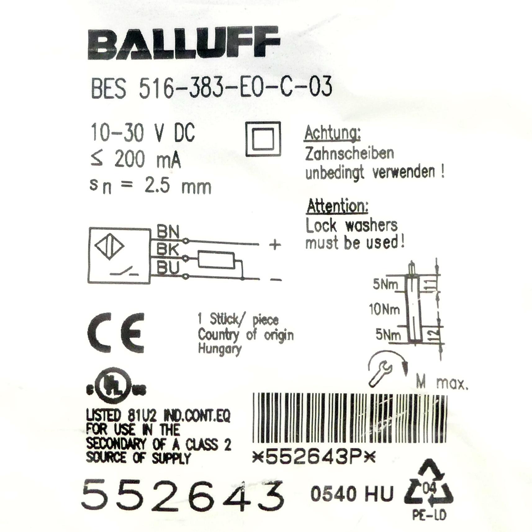 Produktfoto 2 von BALLUFF Induktiver Näherungsschalter BES01M1