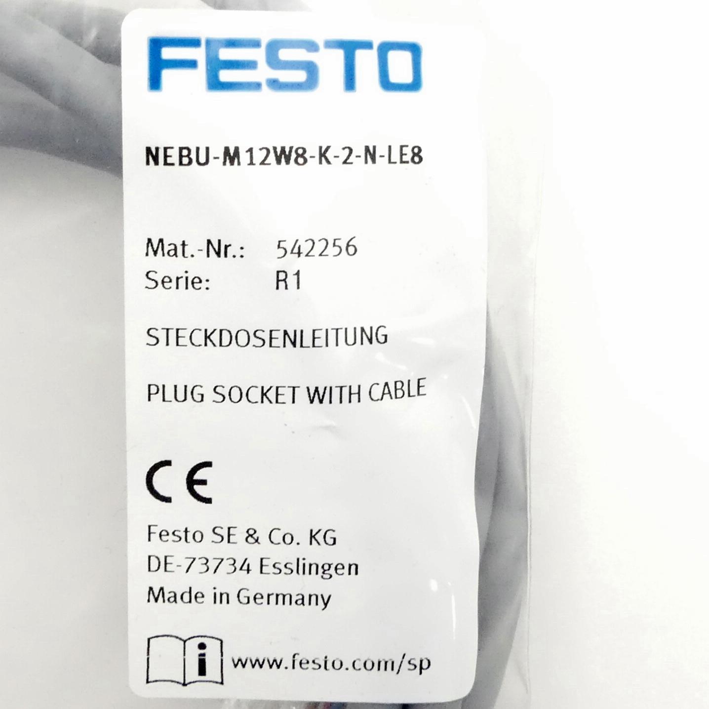 Produktfoto 2 von FESTO Steckdosenleitung NEBU-M12W8-K-2-N-LE8