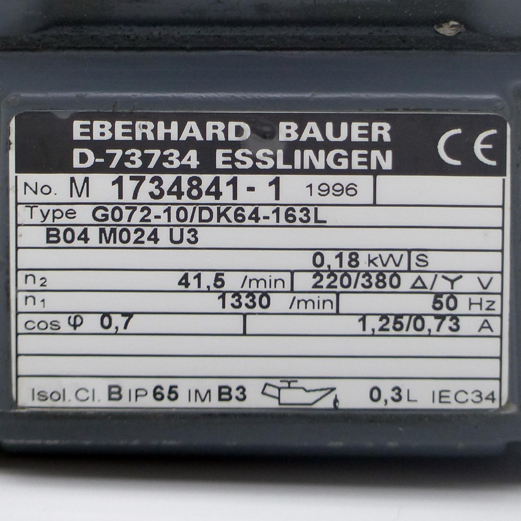 Produktfoto 2 von EBERHARD BAUER Getriebemotor G072-10/DK64-163L