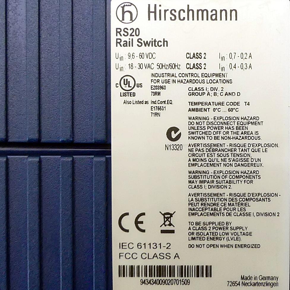 Produktfoto 2 von HIRSCHMANN RS20 Rail Switch