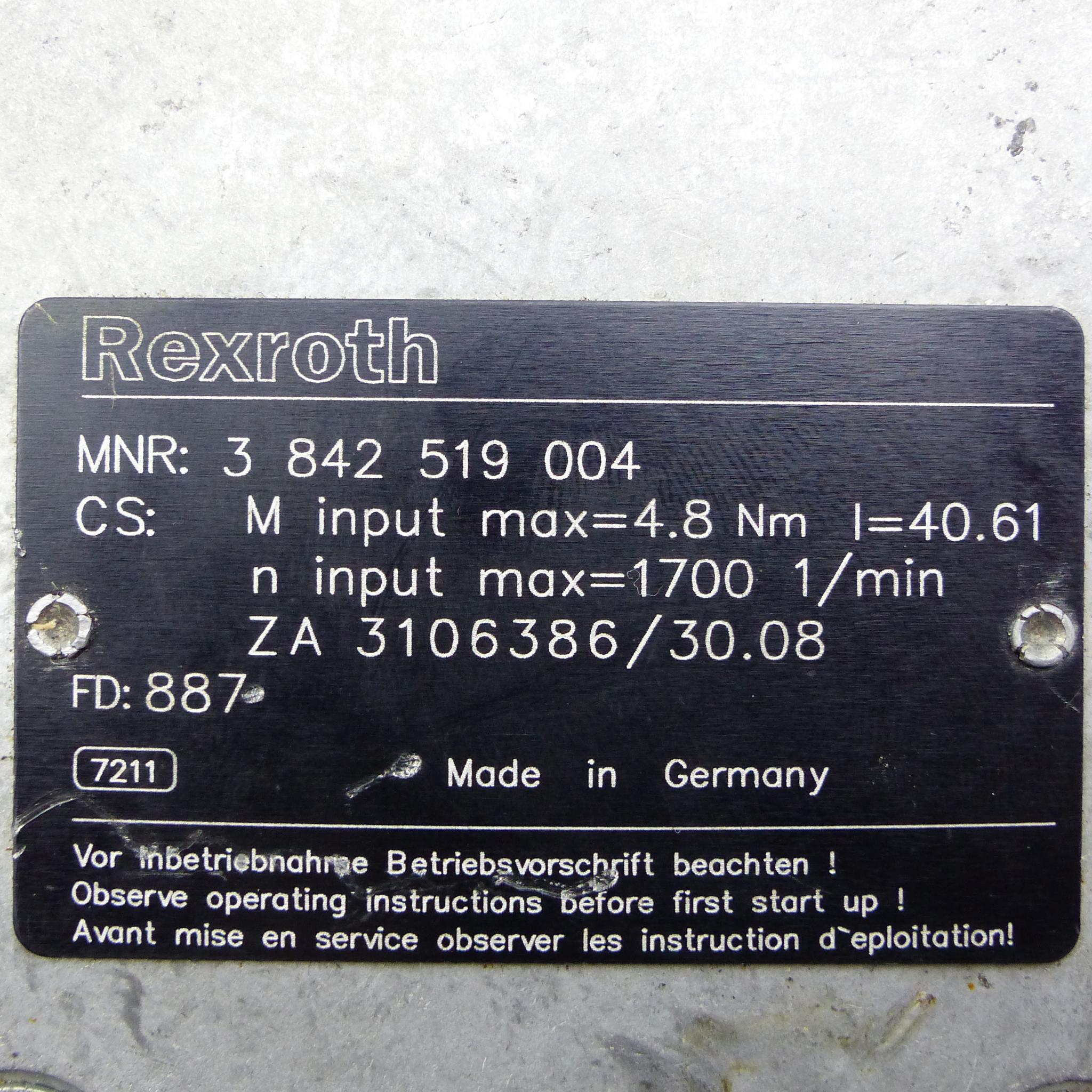 Produktfoto 2 von REXROTH Getriebemotor