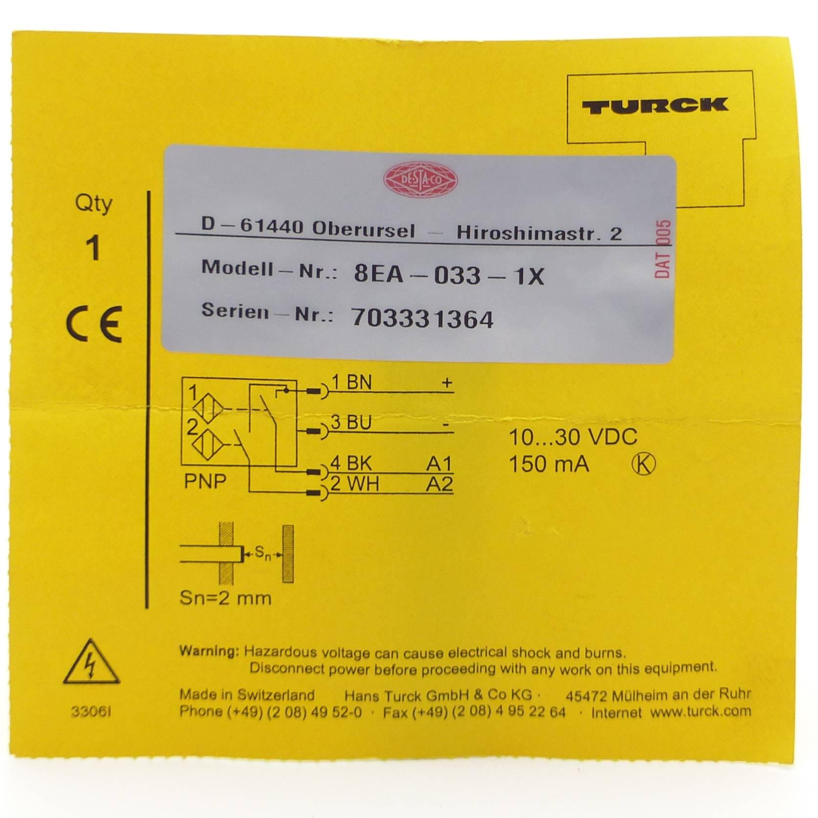 Produktfoto 2 von TURCK Zylinderschalter 8EA-033-1X