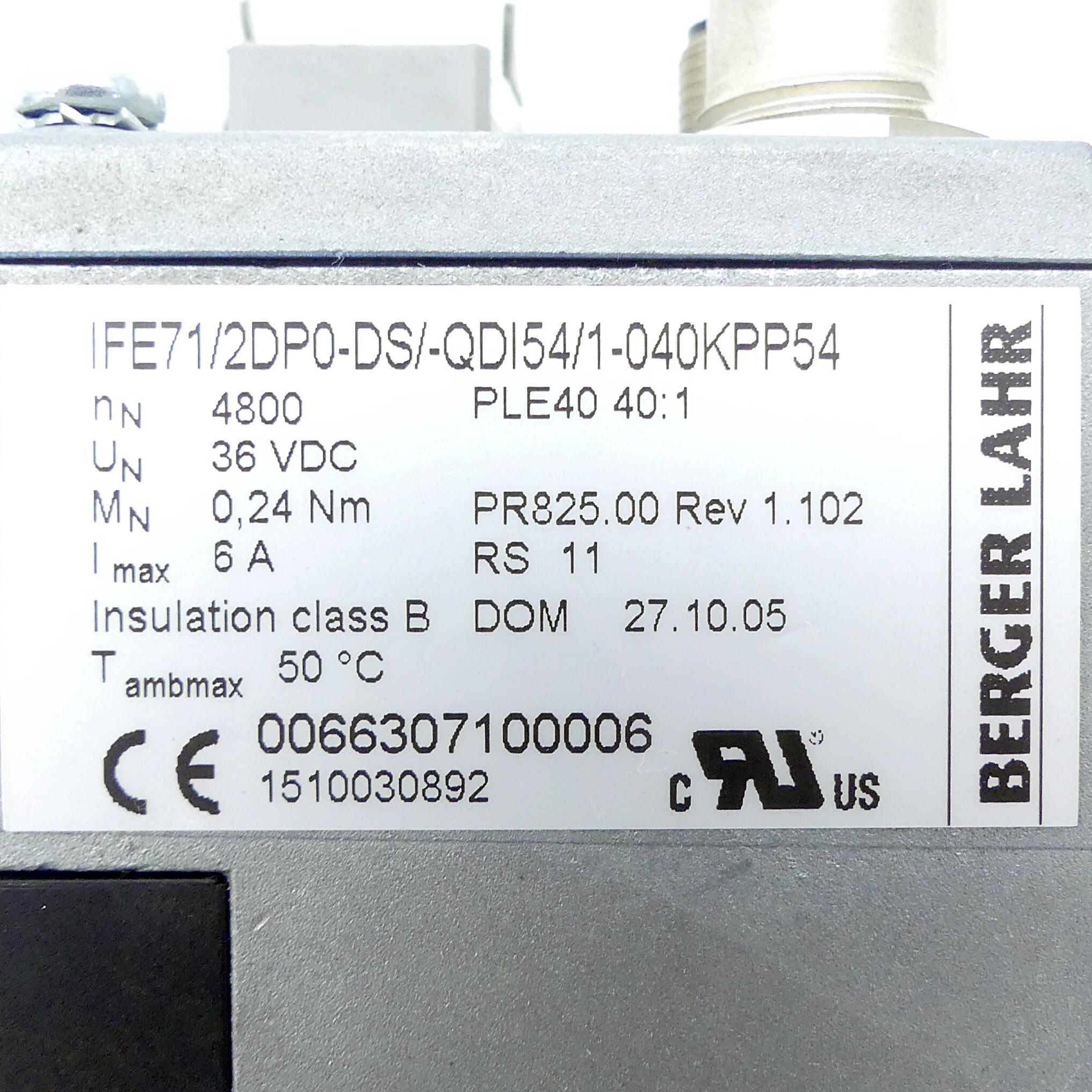 Produktfoto 2 von BERGER LAHR Servomotor IFE71/2DP0-DS/-QDI54/1-040KPP54