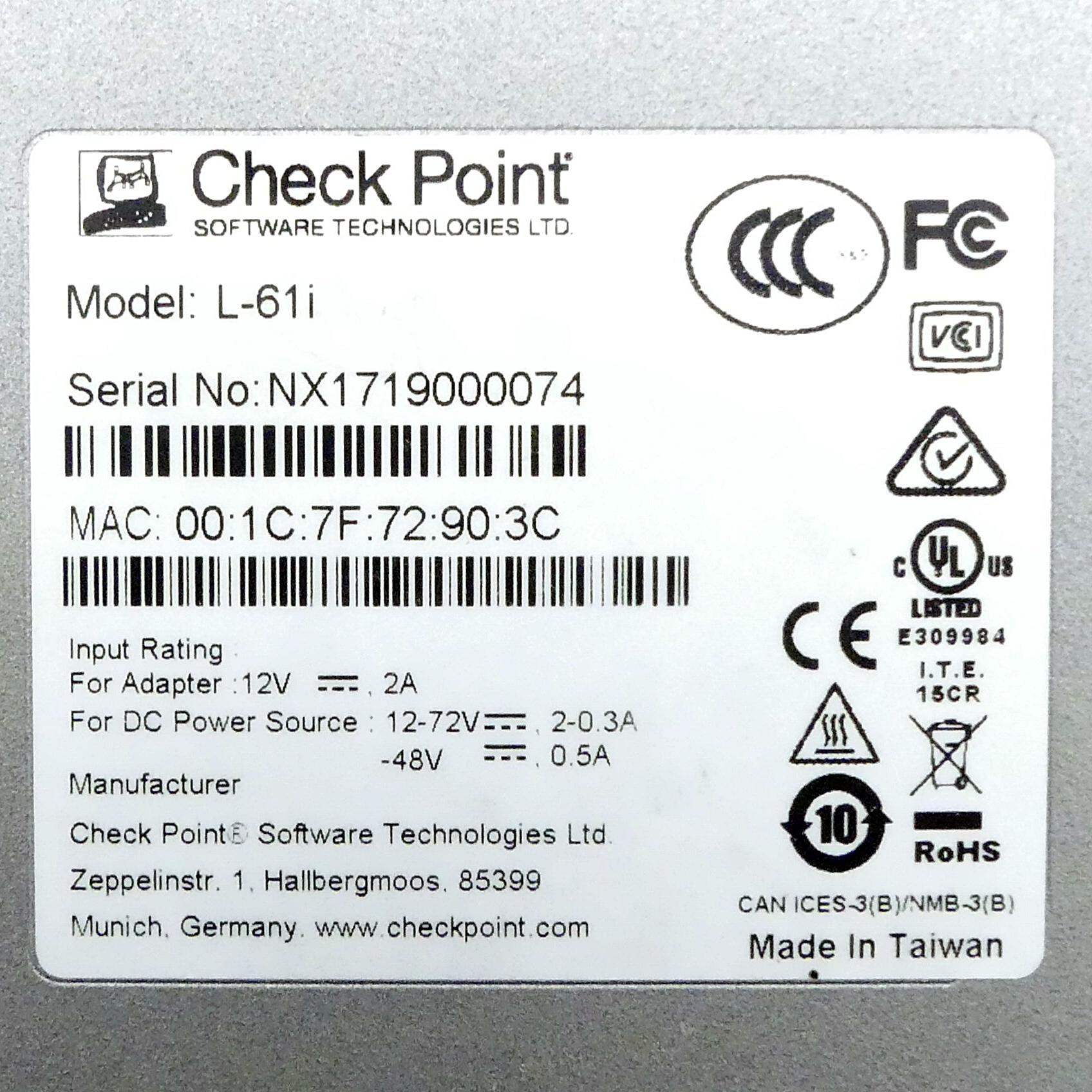 Produktfoto 2 von CHECK POINT CIP Security Appliance L-61i