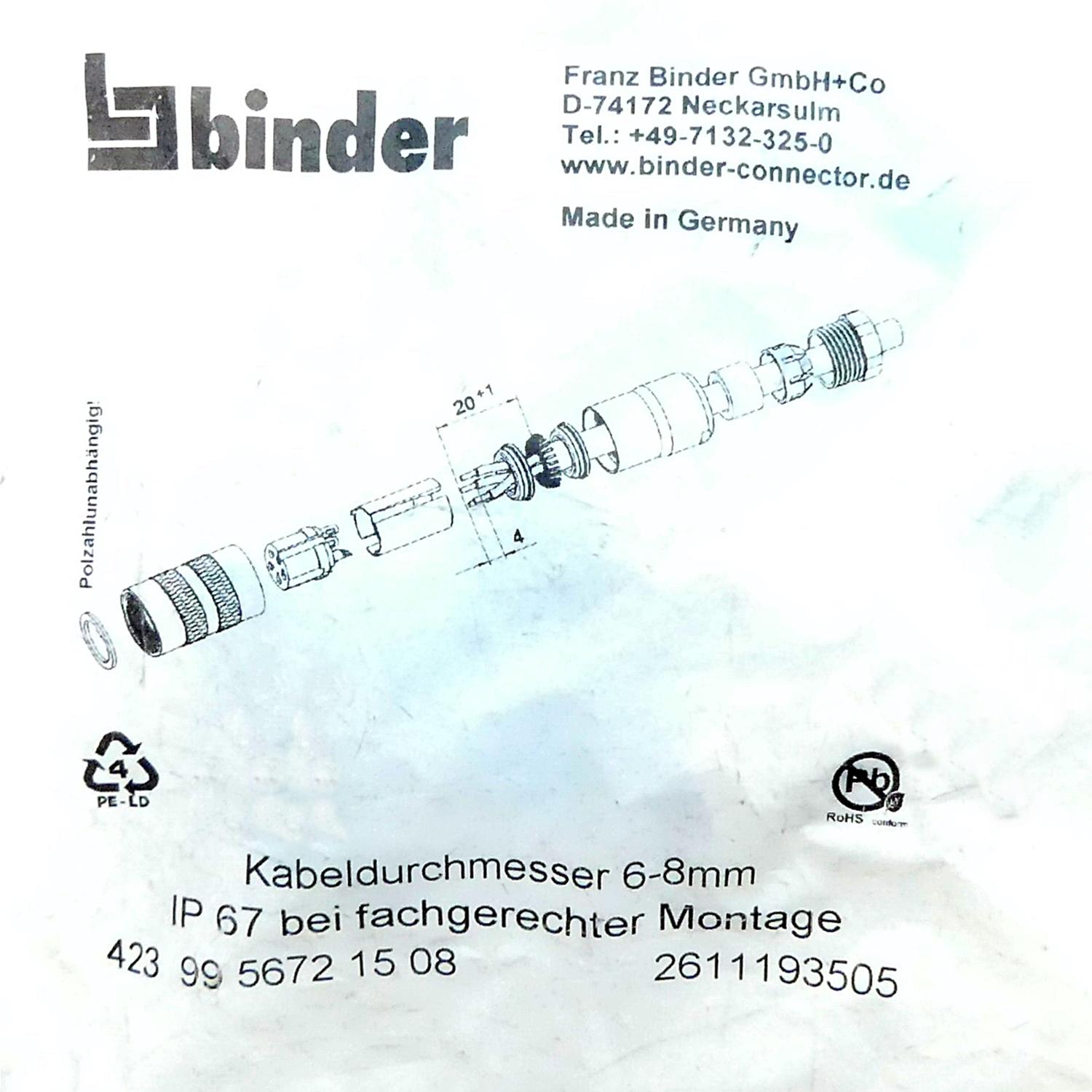 Produktfoto 2 von BINDER 3 Stück Ministeckverbinder