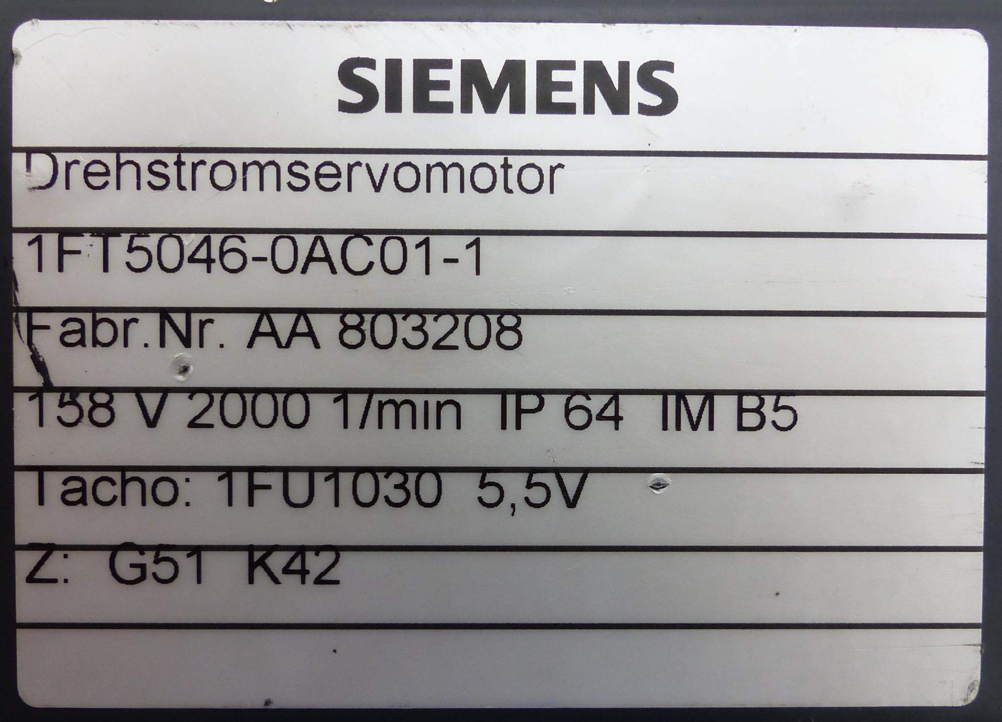 Produktfoto 6 von SIEMENS Drehstrom-Servomotor 1FT5046-0AC01-1