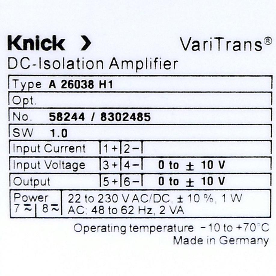 Produktfoto 2 von KNICK Universal-Trennverstärker A 26038 H1