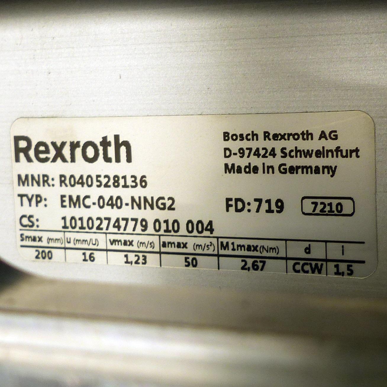 Produktfoto 2 von REXROTH Elektromechanischer Zylinder EMC-040-NNG2