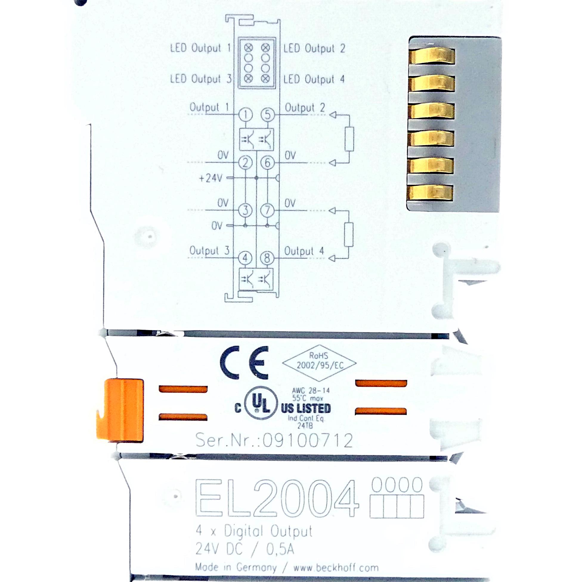 Produktfoto 2 von BECKHOFF 4-Kanal-Digital-Ausgangsklemme EL2004