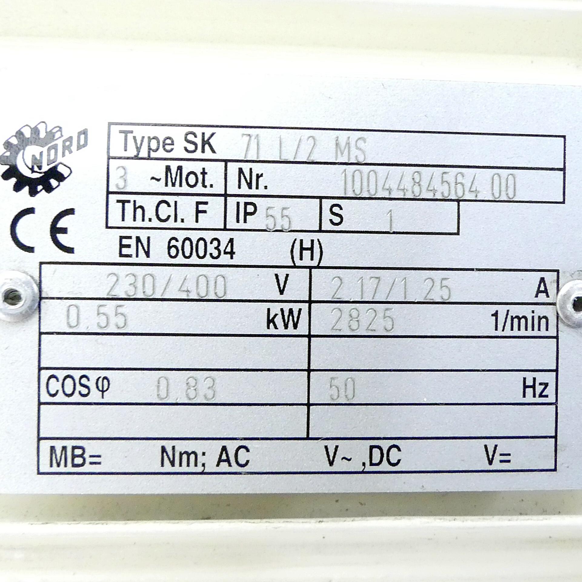 Produktfoto 2 von NORD Getriebemotor 71L/2MS + 02040VF-71L/2MS