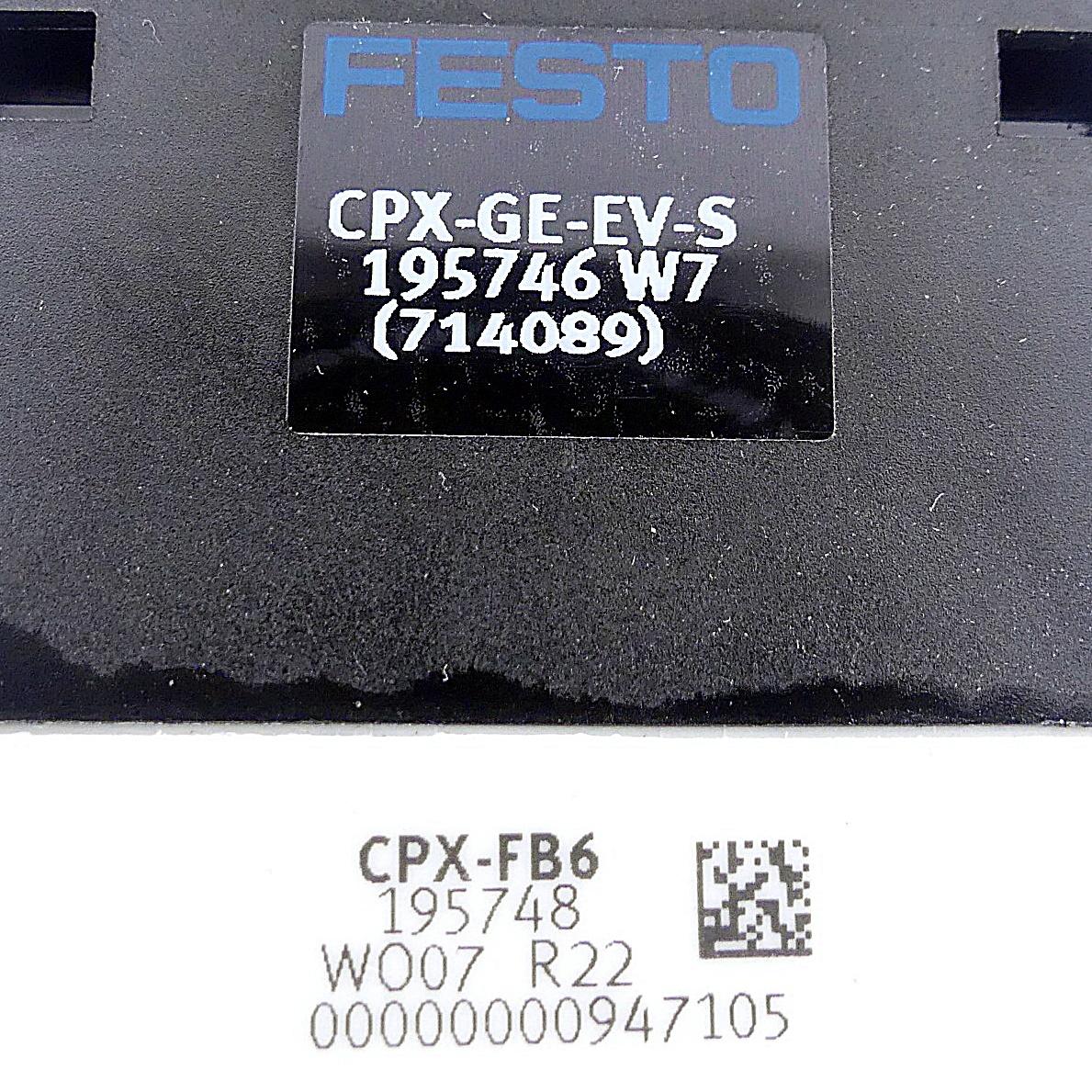 Produktfoto 2 von FESTO Busknoten CPX-FB6 inkl. Verkettungsblock CPX-GE-EV-S