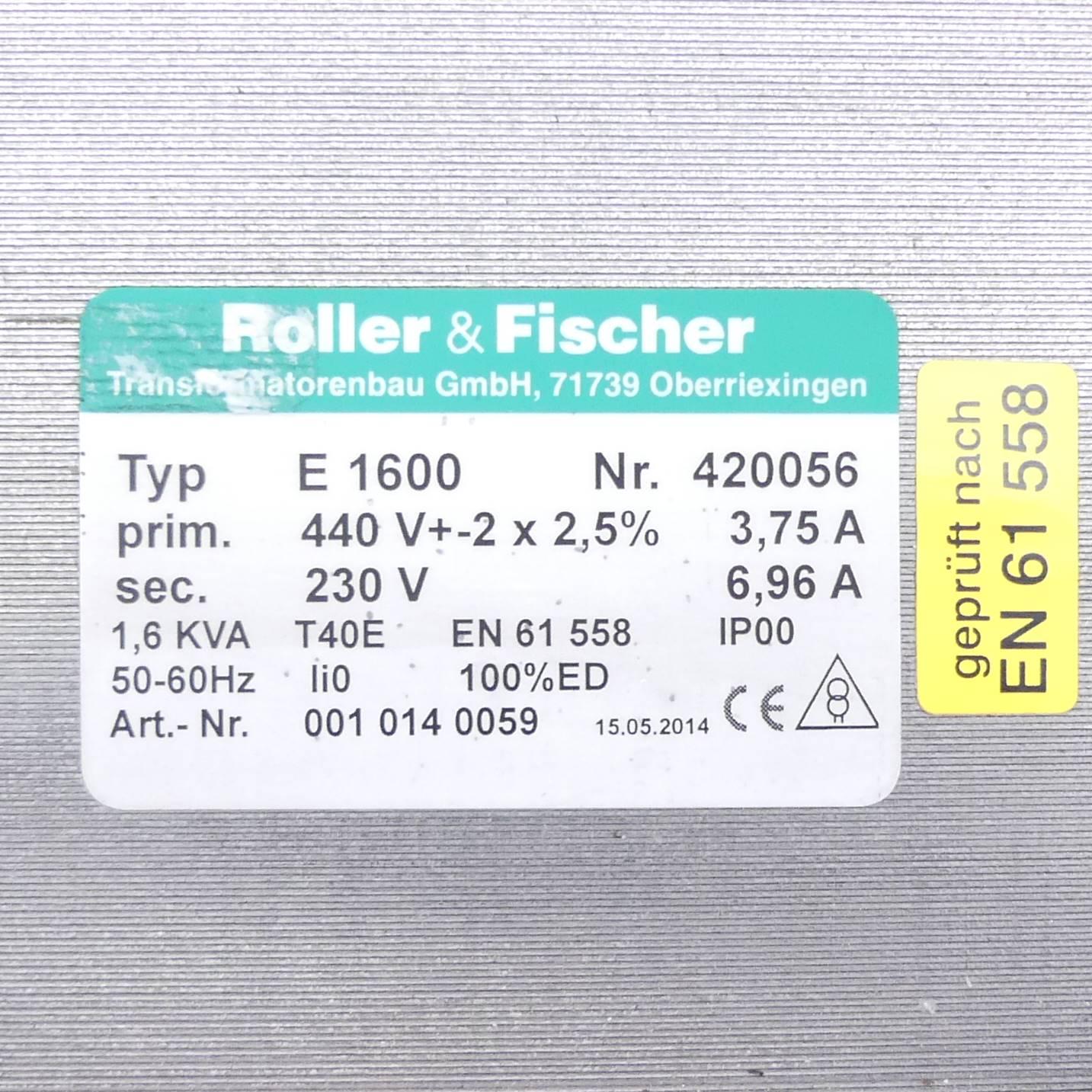 Produktfoto 2 von ROLLER+FISCHER Transformer E1600