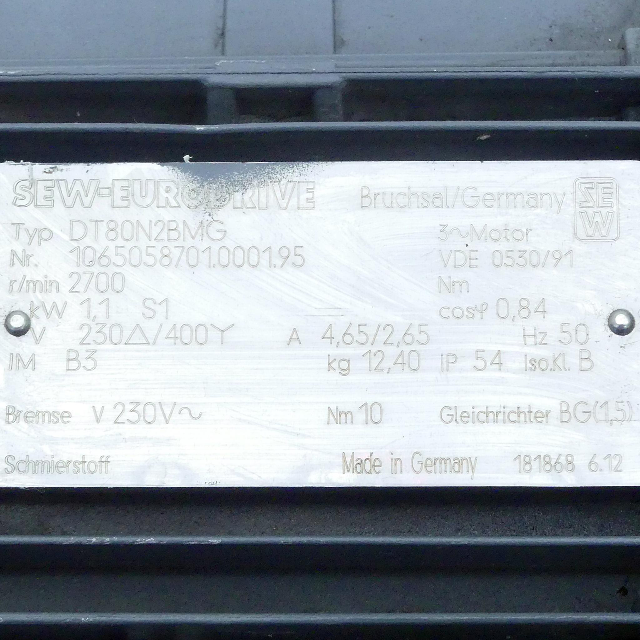 Produktfoto 2 von SEW-EURODRIVE Drehstrommotor DT80N2BMG