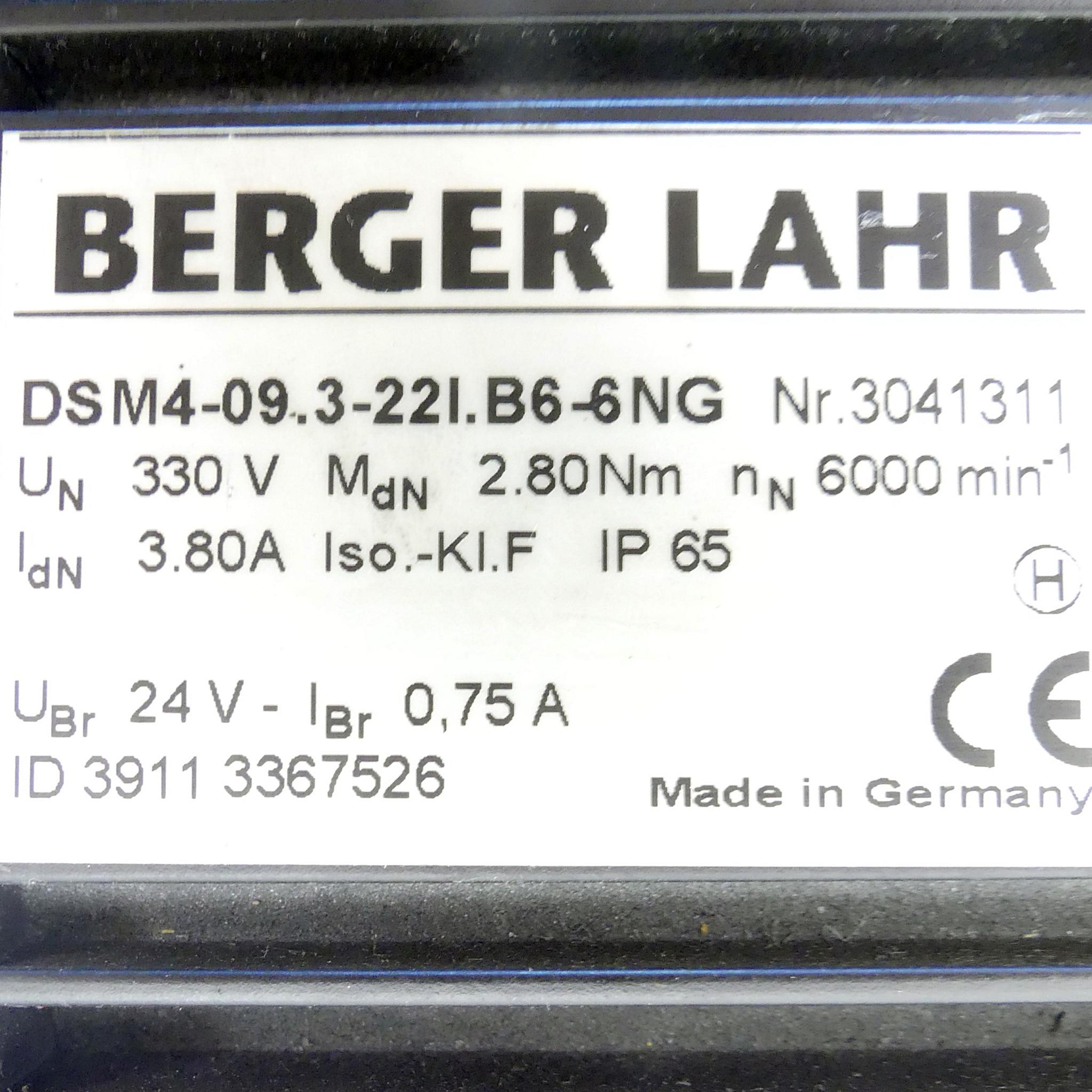 Produktfoto 2 von BERGER LAHR Servomotor DSM4-09.3-22I.B6-6NG