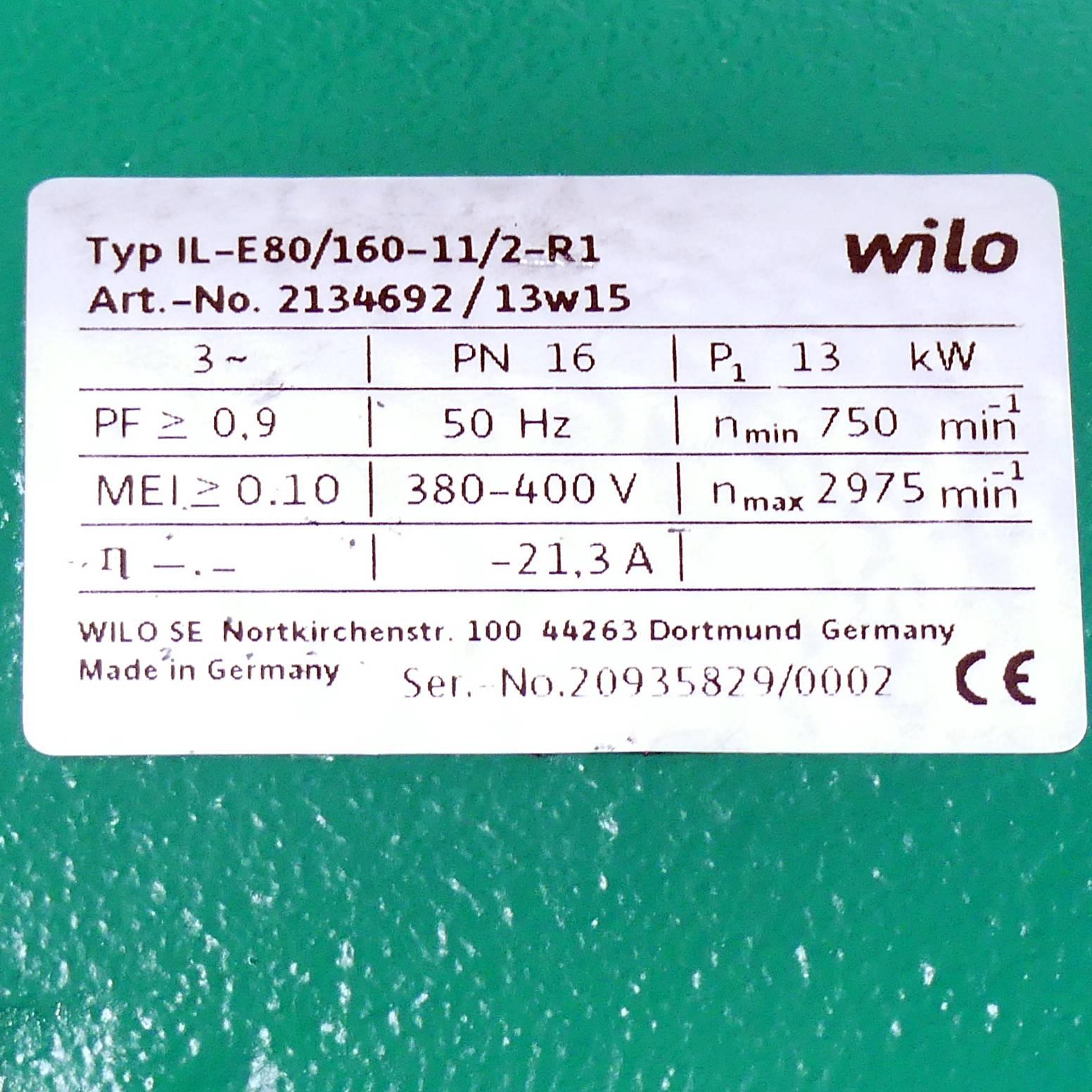 Produktfoto 2 von WILO Einzelpumpe CronoLine IL-E80/160-11/2-R1