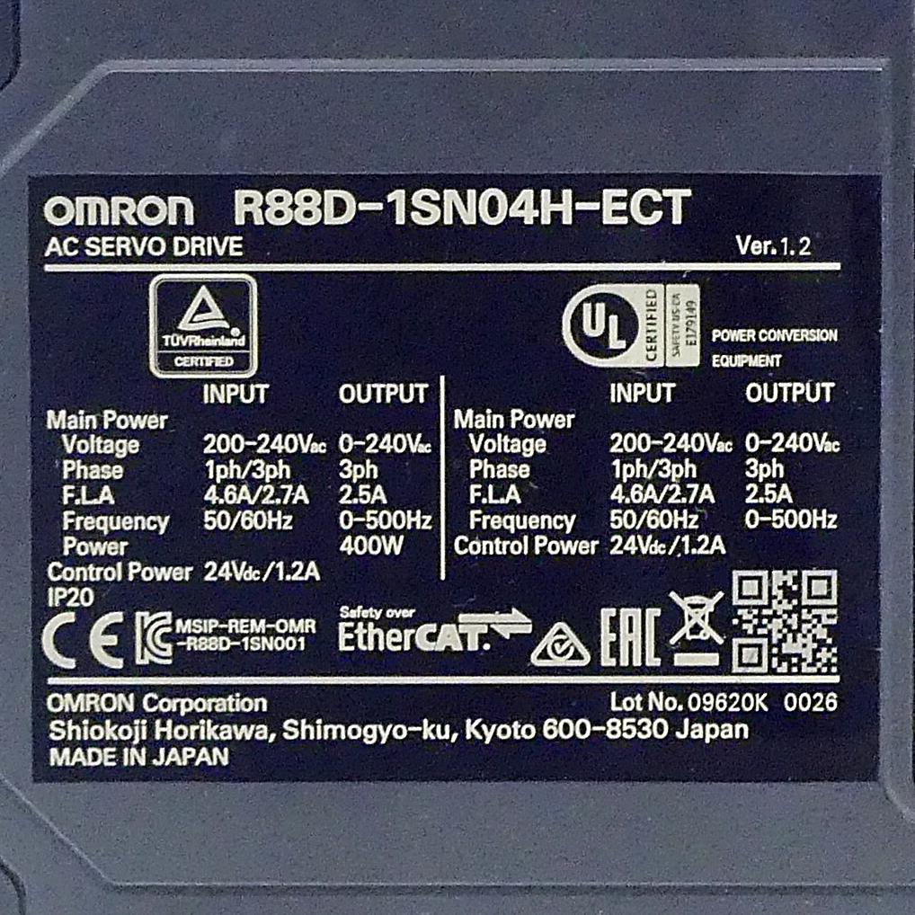 Produktfoto 2 von OMRON Servoantrieb R88D-1SN