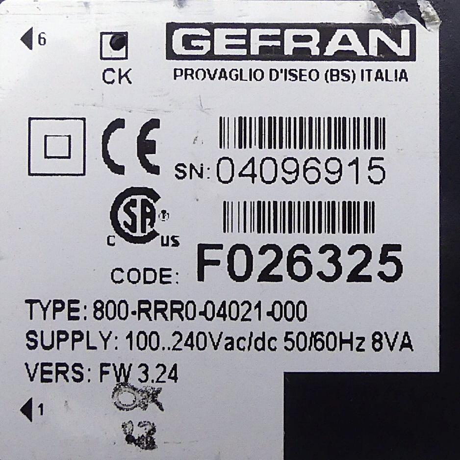 Produktfoto 2 von GEFRAN 800-RRR0-04021-000 Temperatursteuerung