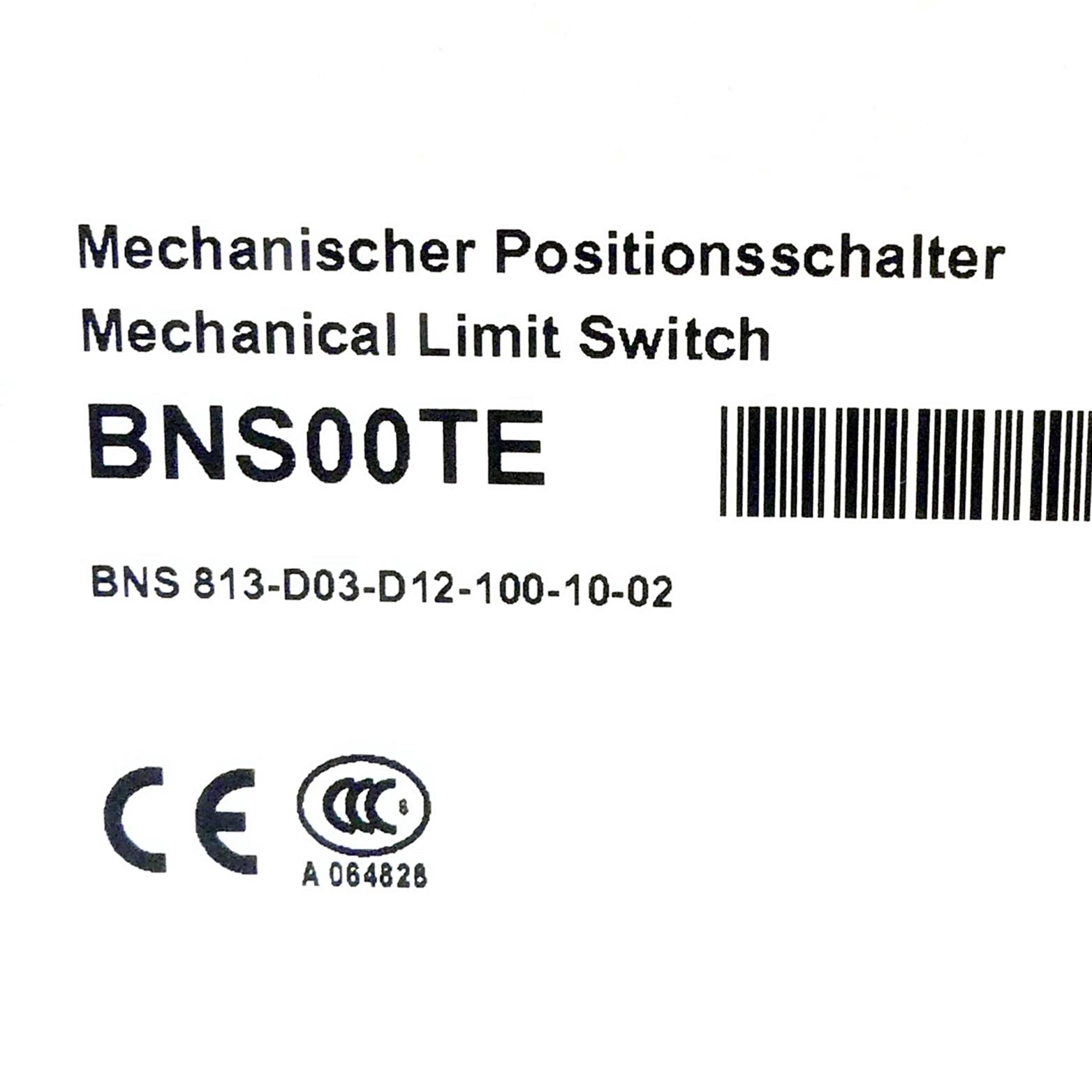 Produktfoto 2 von BALLUFF Mechanischer Positionsschalter BNS00TE