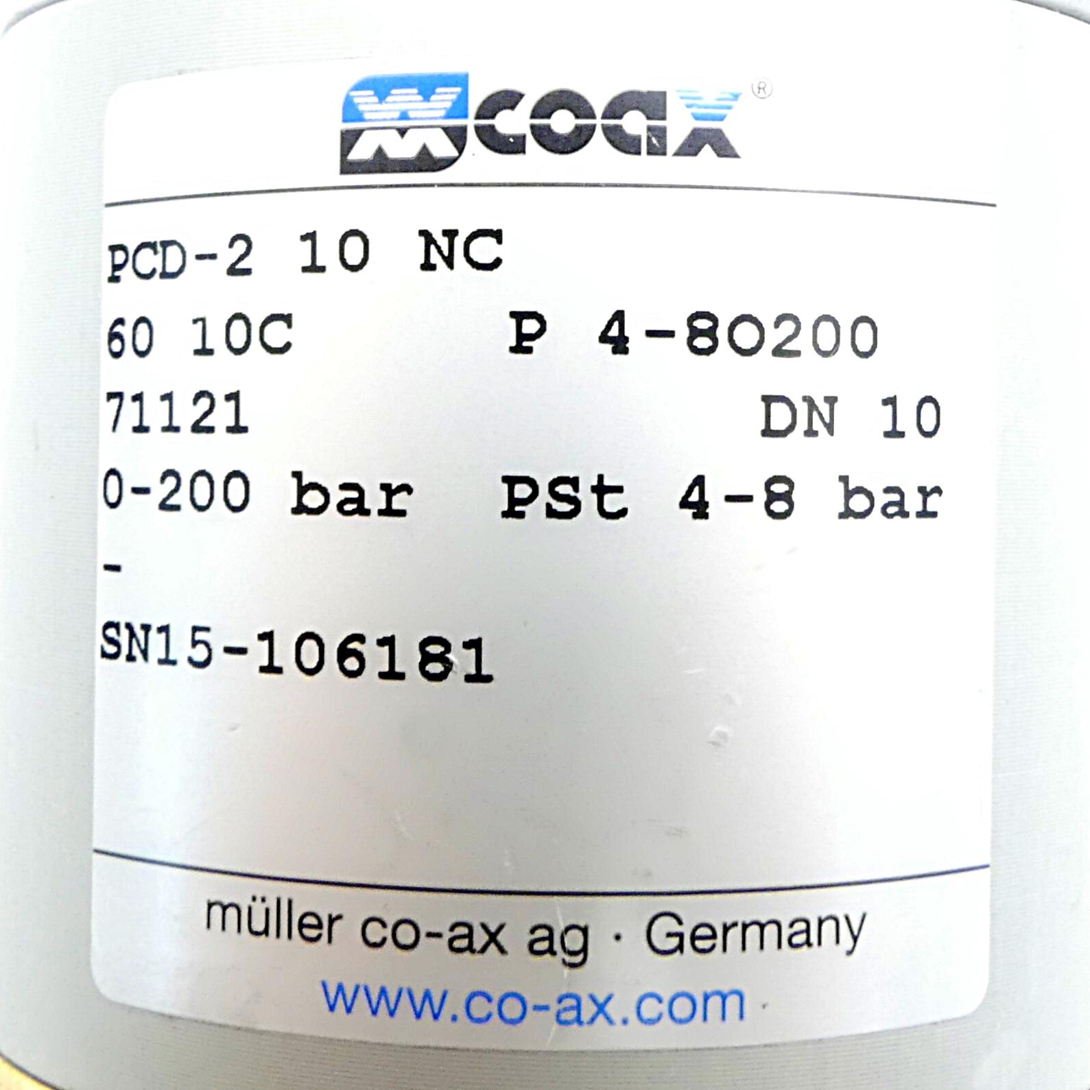 Produktfoto 2 von COAX Hochdruckventil PCD-2 10 NC