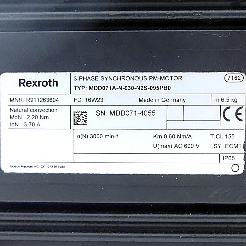 Produktfoto 2 von REXROTH Servo motor MDD071A-N-030-N2S-095PB0