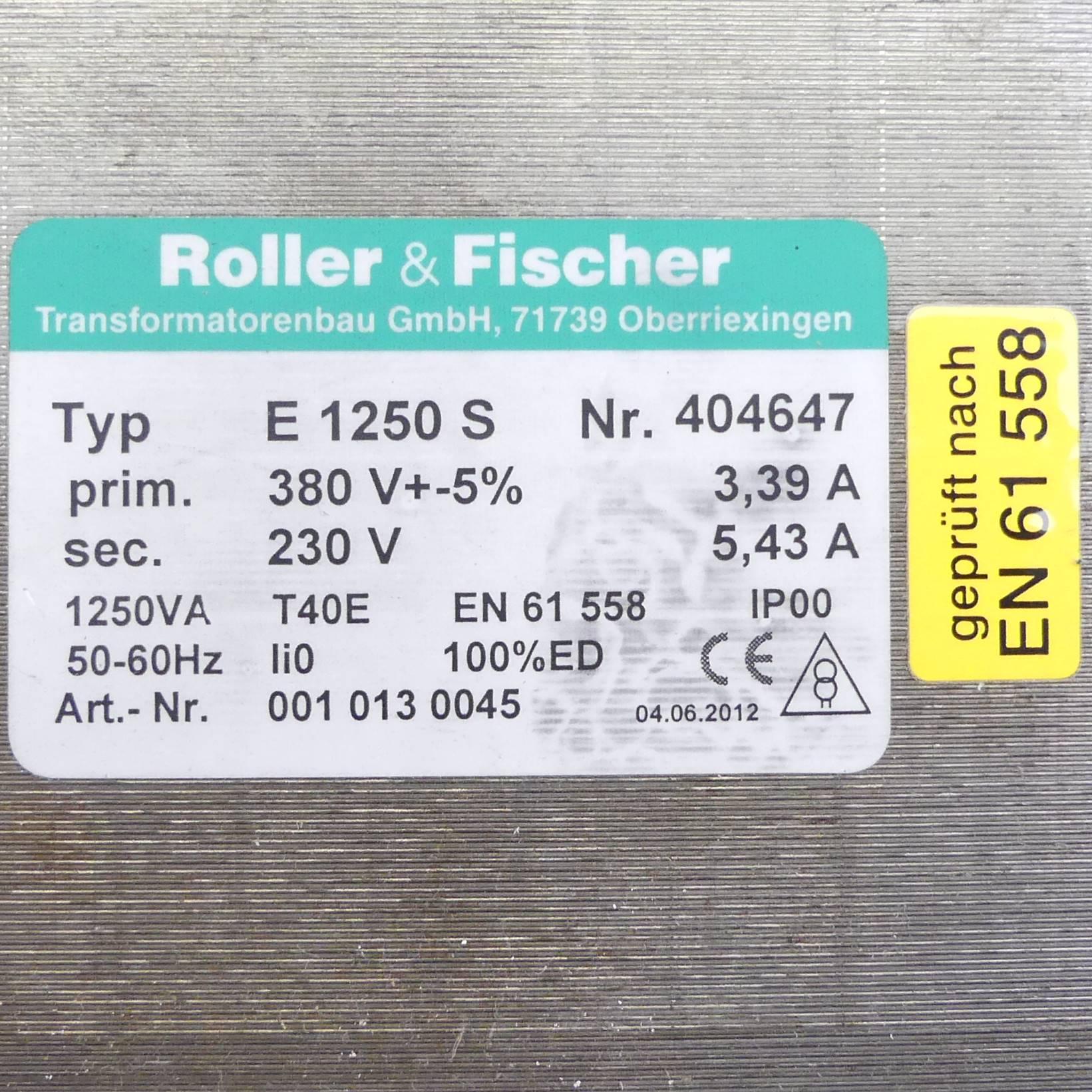 Produktfoto 2 von ROLLER+FISCHER Einphasen-Transformator E 1250 S