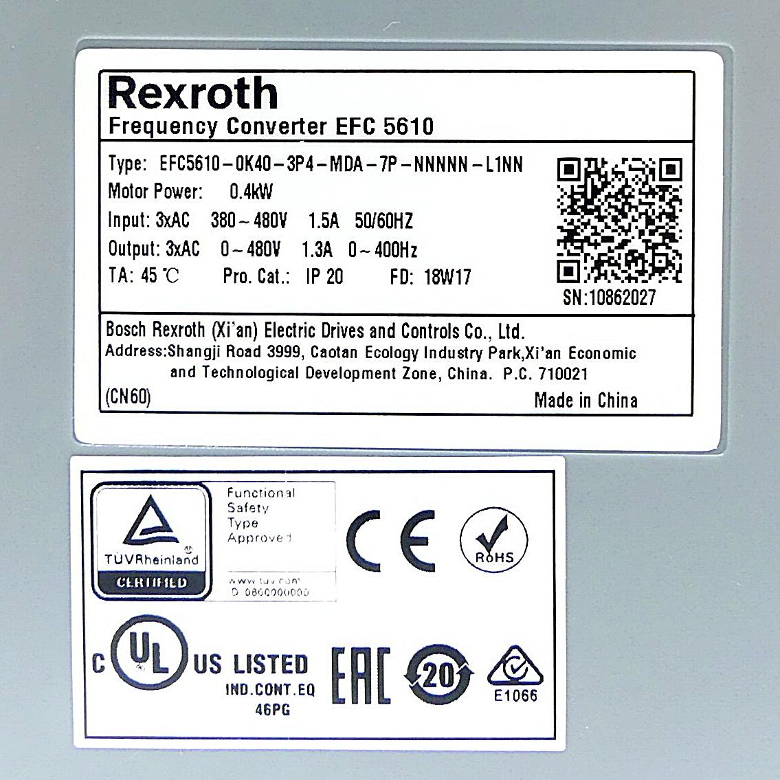 Produktfoto 2 von REXROTH Frequenzumrichter EFC5610