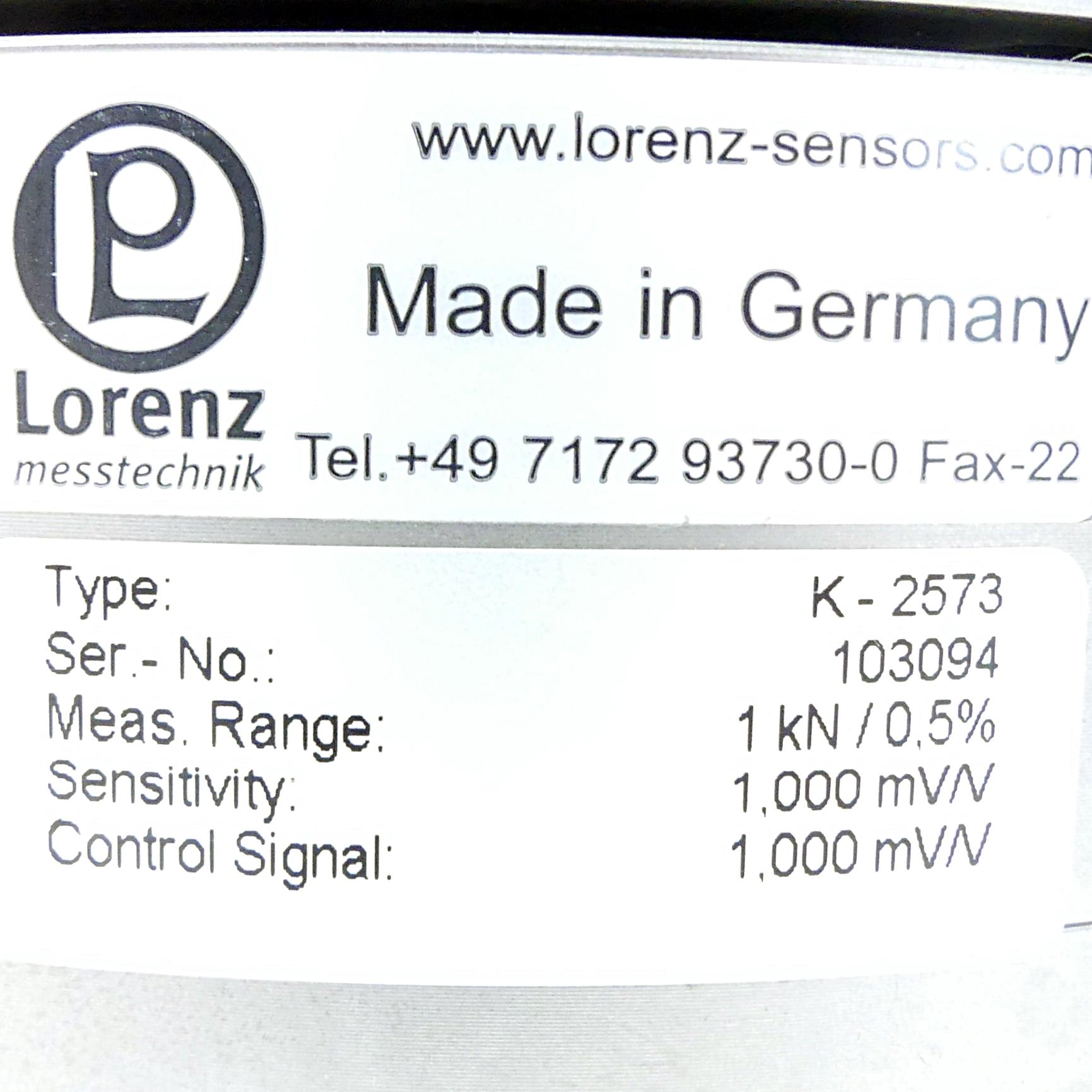 Produktfoto 2 von LORENZ_MESSTECHNIK Kraftsensor K-2573