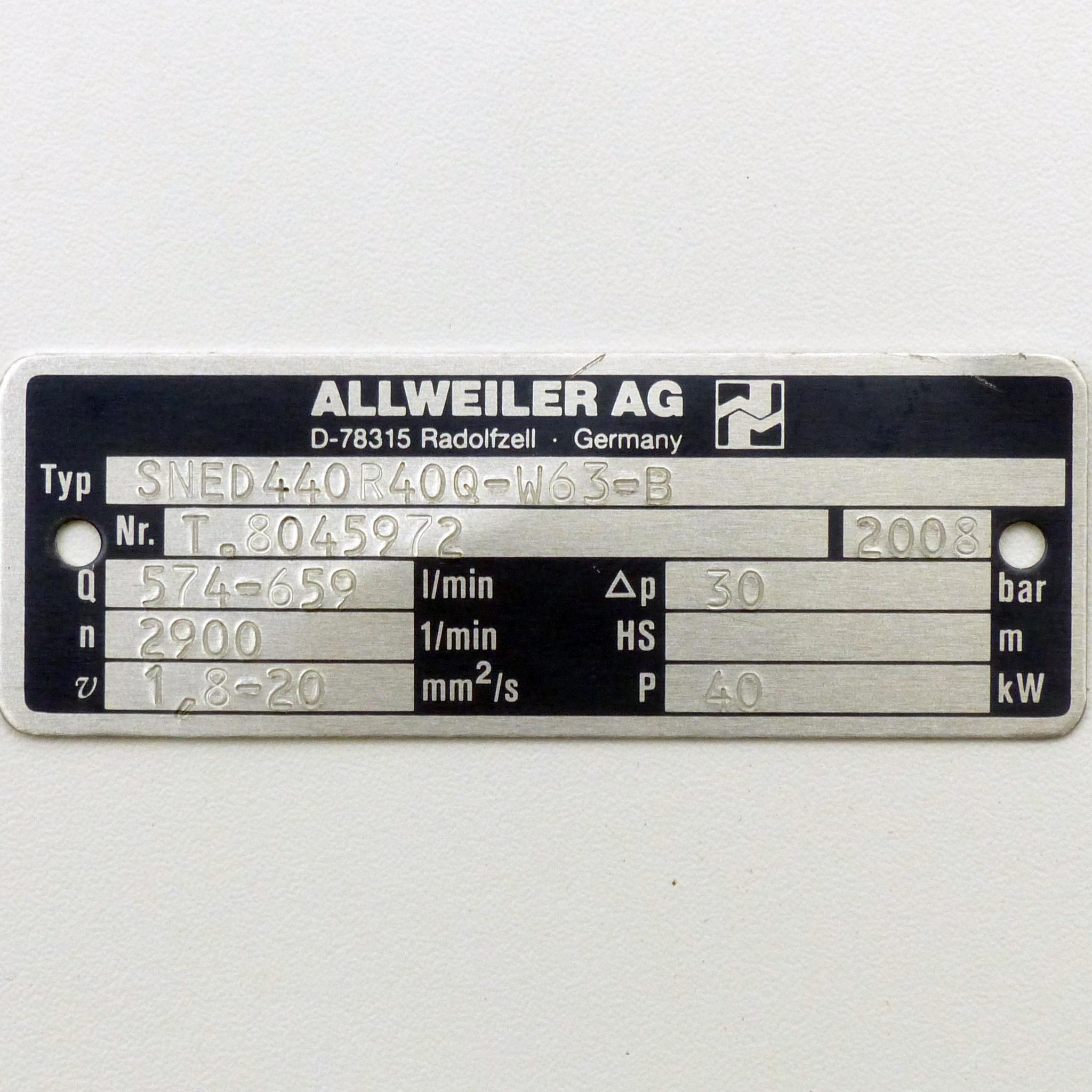 Produktfoto 2 von ALLWEILER AG Schraubenspindelpumpe T8045972