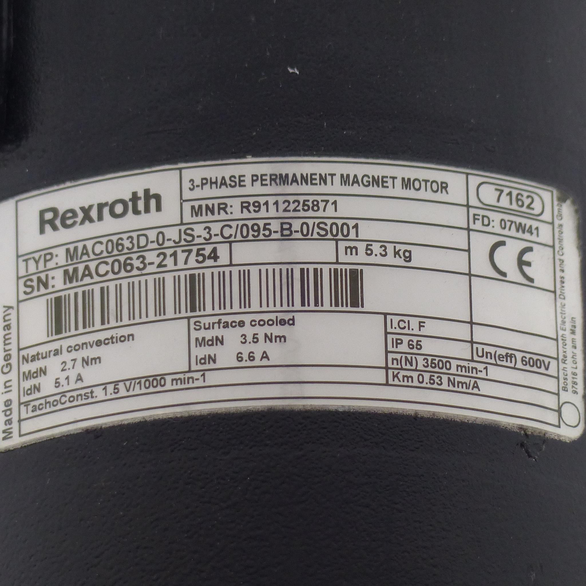 Produktfoto 2 von REXROTH Servomotor MAC063D-0-JS-3-C/095-B-0/S001