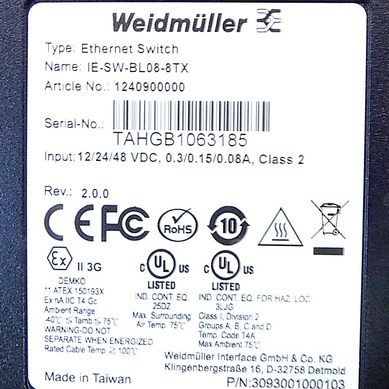 Produktfoto 2 von WEIDMüLLER Industrieller Ethernet Switch