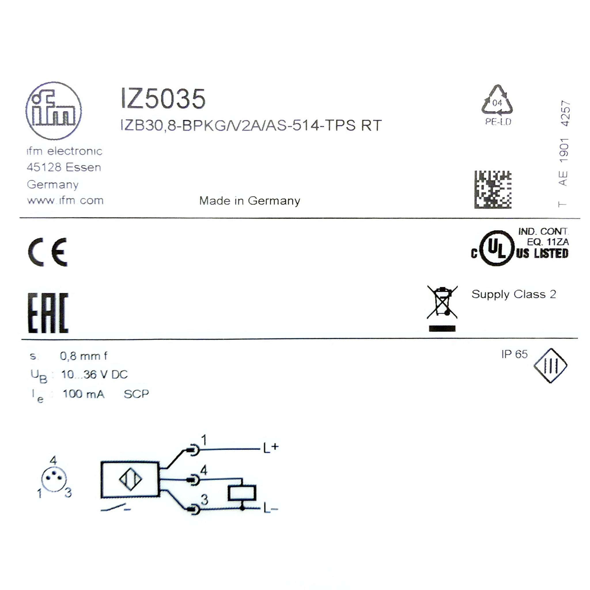 Produktfoto 2 von IFM Induktiver Sensor IZ5035