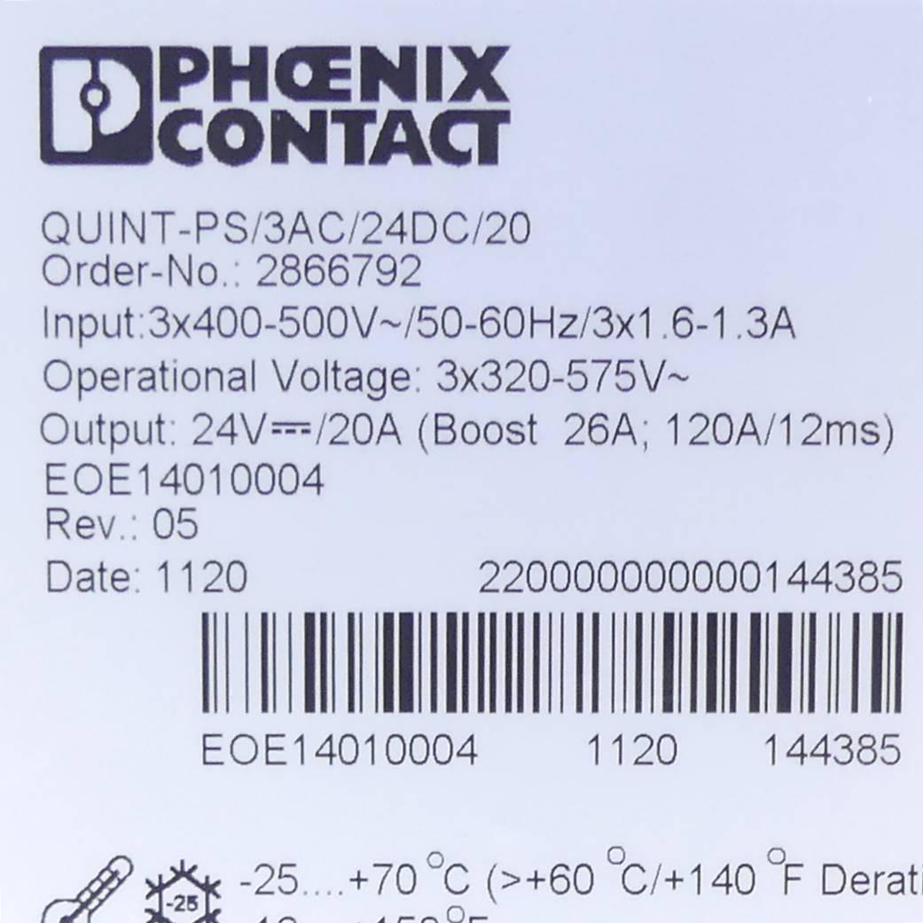 Produktfoto 2 von PHOENIX CONTACT Netzgerät QUINT-PS/3AC/24DC/20