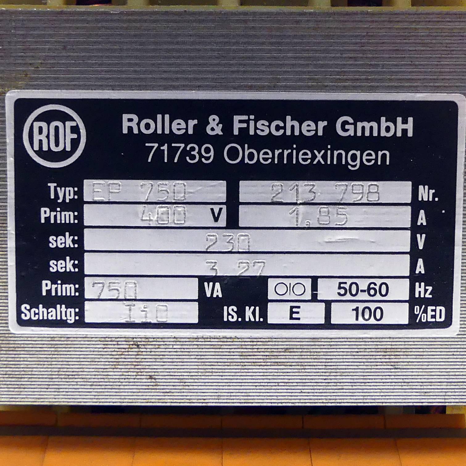 Produktfoto 2 von ROLLER+FISCHER Transformator EP 750