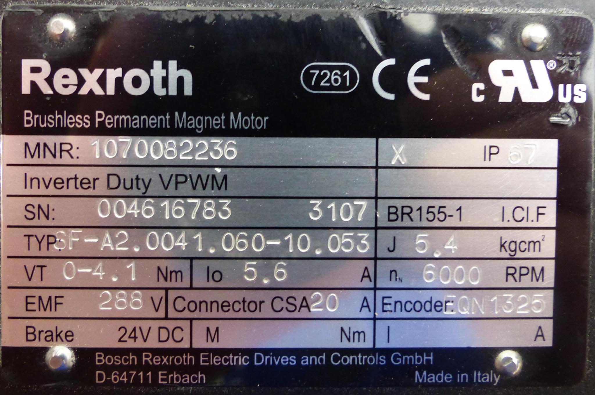 Produktfoto 6 von REXROTH Permanent Magnet Motor SF-A2.0041.060-10.053