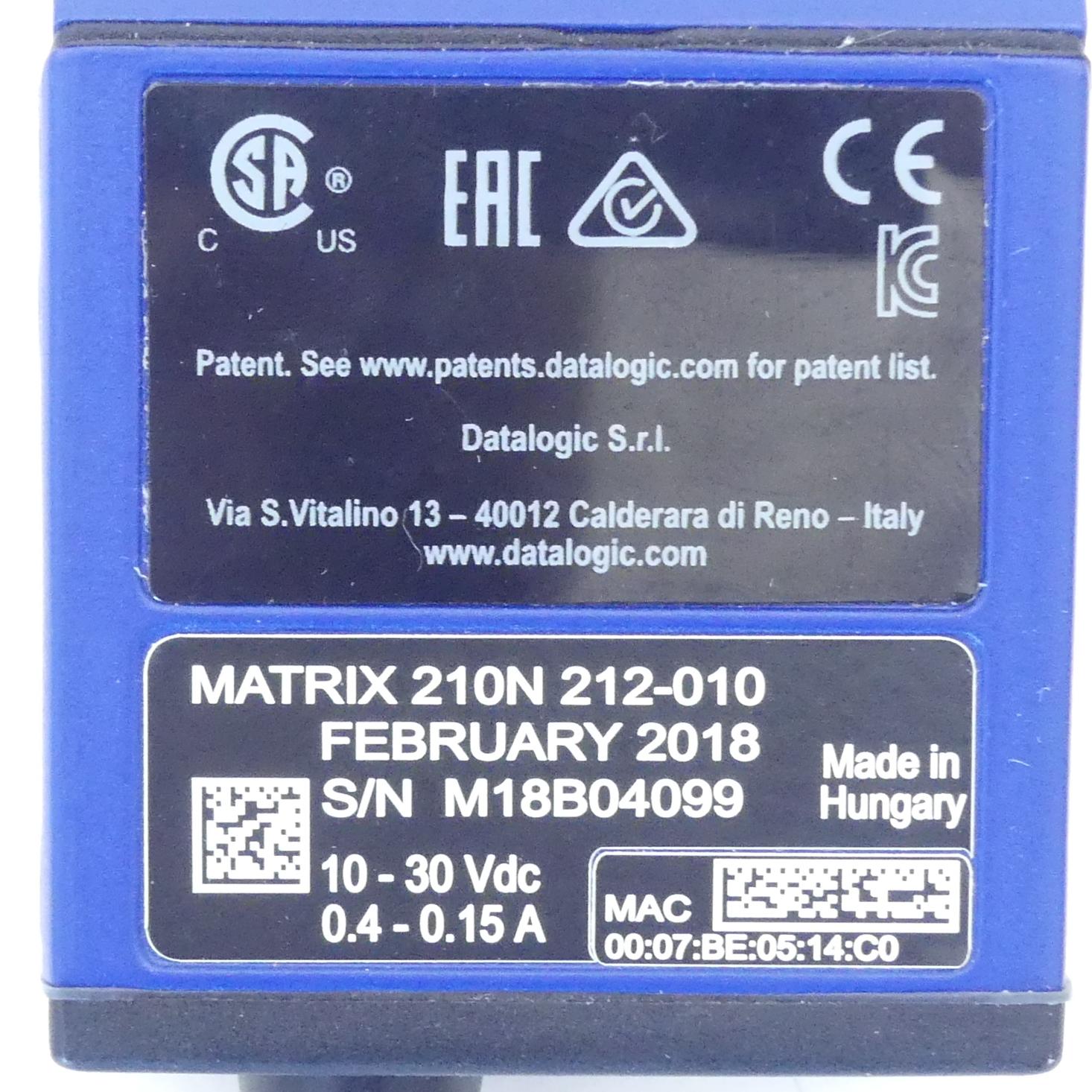 Produktfoto 2 von DATALOGIC DATALOGIC Ultra-kompakter industrieller 2D-Codeleser MATRIX 210N 212-010