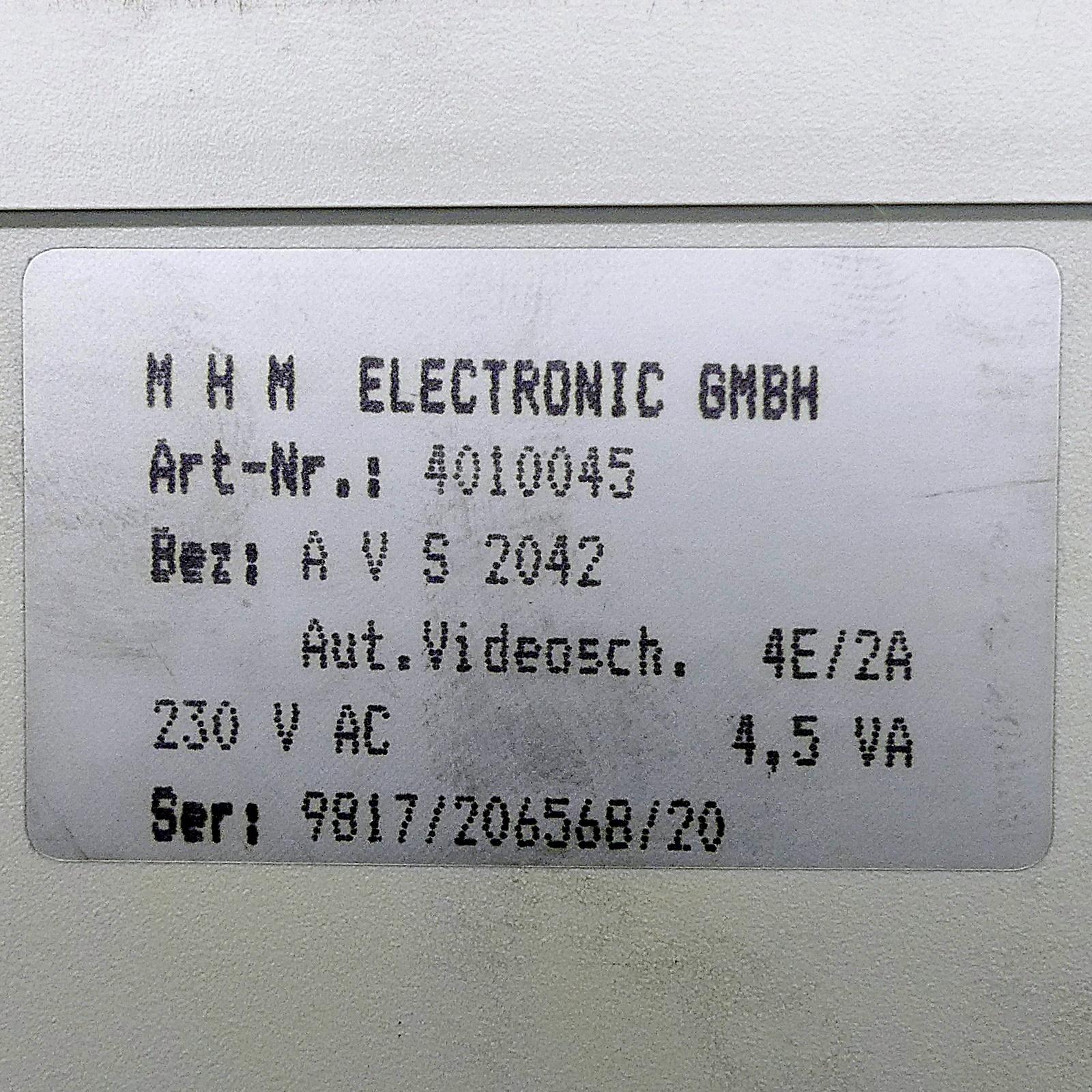 Produktfoto 2 von MHM ELECTRONIC Videoschalter AVS 2042